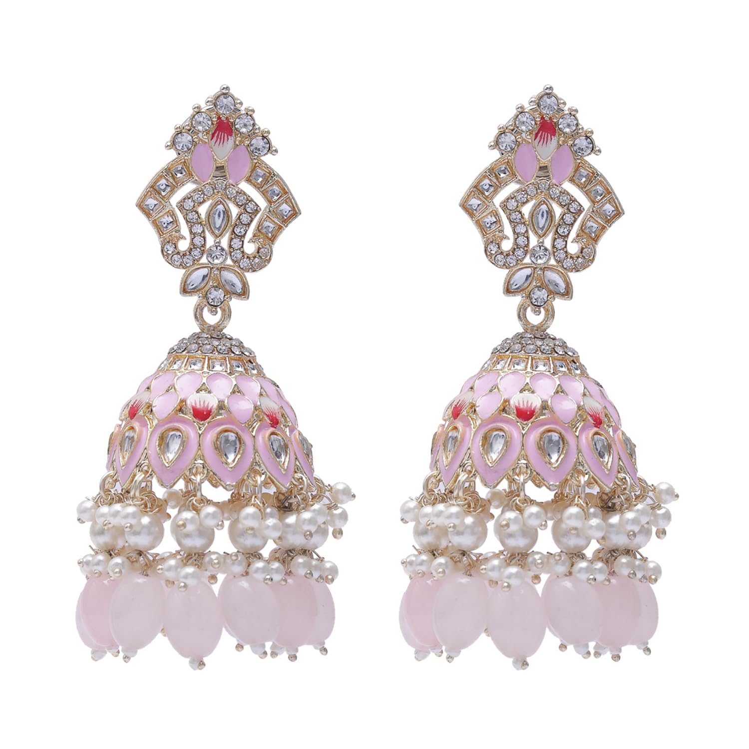 Traditional Jhumka Earrings for Women - Purple & White Beaded Ethnic Indian Jewelry (ER-797) | Perfect for Weddings, Festivals & Cultural Events