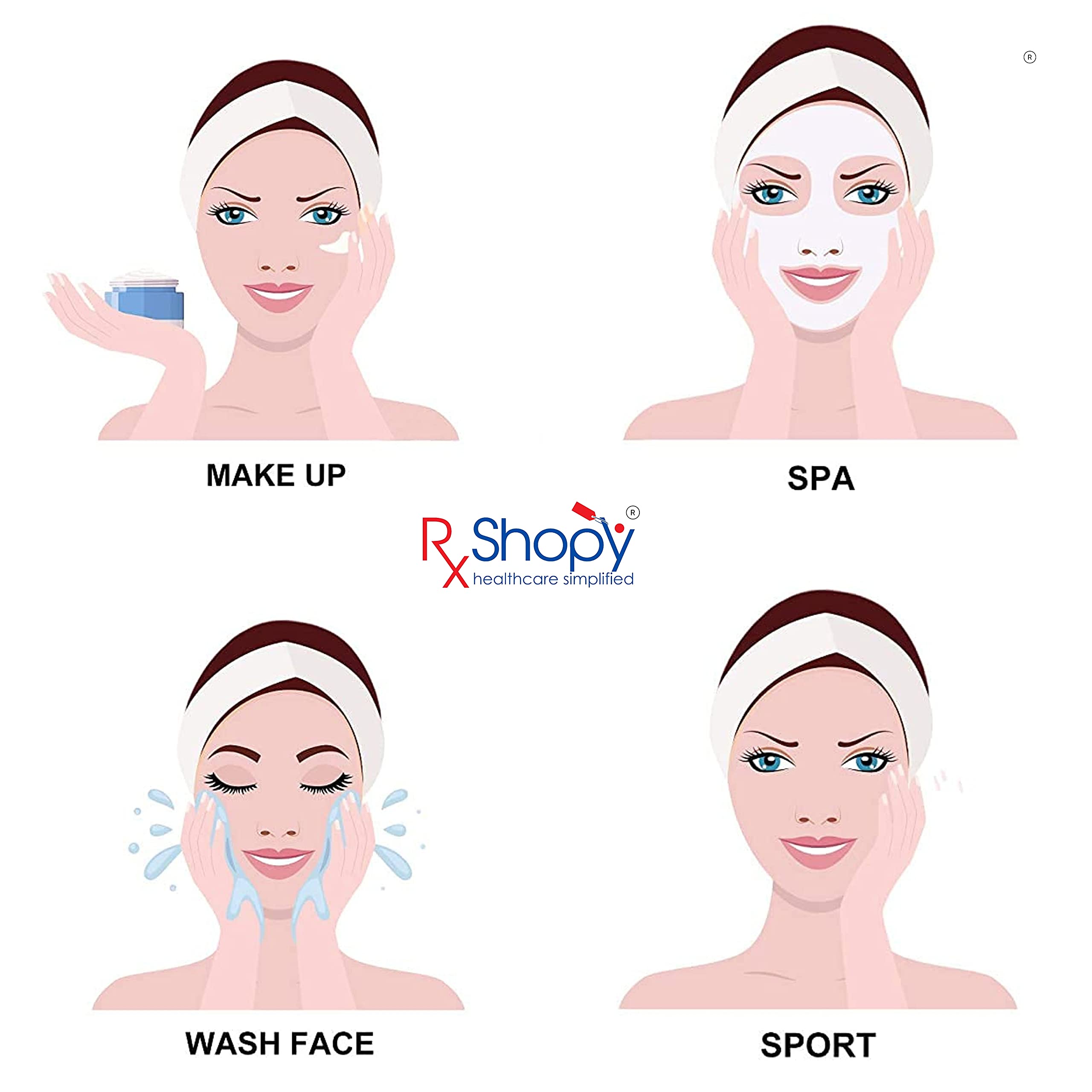 RXSHOPY® Disposable Spa Headbands for Women & Men - 50 Pack Unisex Hair Bands for Facial, Makeup, Salon, Spa & Beauty Parlor Use - Perfect for Skincare, Hair Washing & Cosmetic Procedures