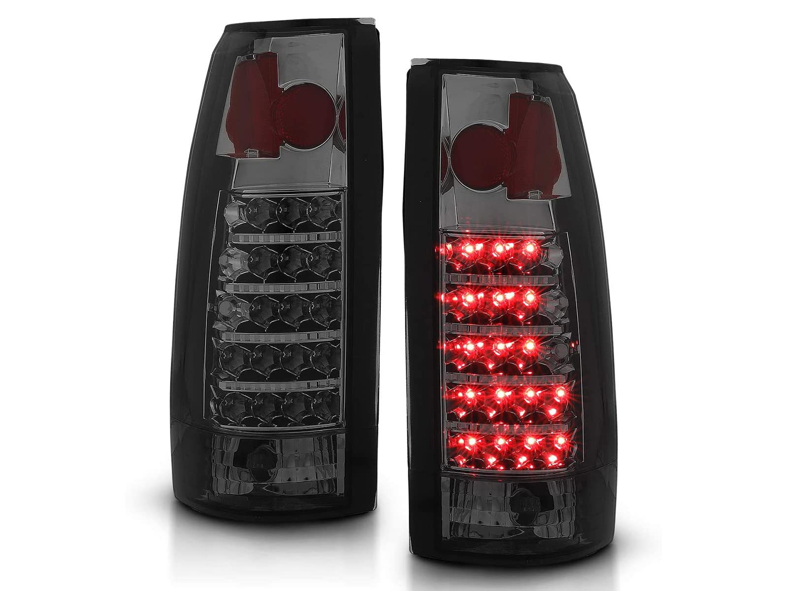 1988-1999 Chevy GMC C/K Pickup Truck Tahoe Suburban LED Tail Lights Pair - Smoke Lens Replacement for Driver & Passenger Side | Durable Waterproof Design for Night Driving & Off-Road Adventures