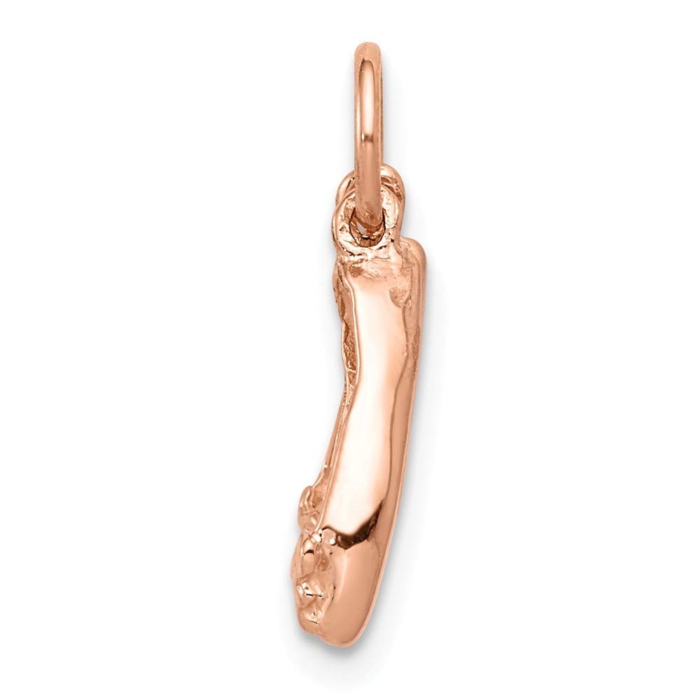 14K Rose Gold Polished 3D Movable Ballet Slippers Charm Pendant - Perfect for Jewelry Making, Bracelet Charms, Necklace Pendants & Gift Giving