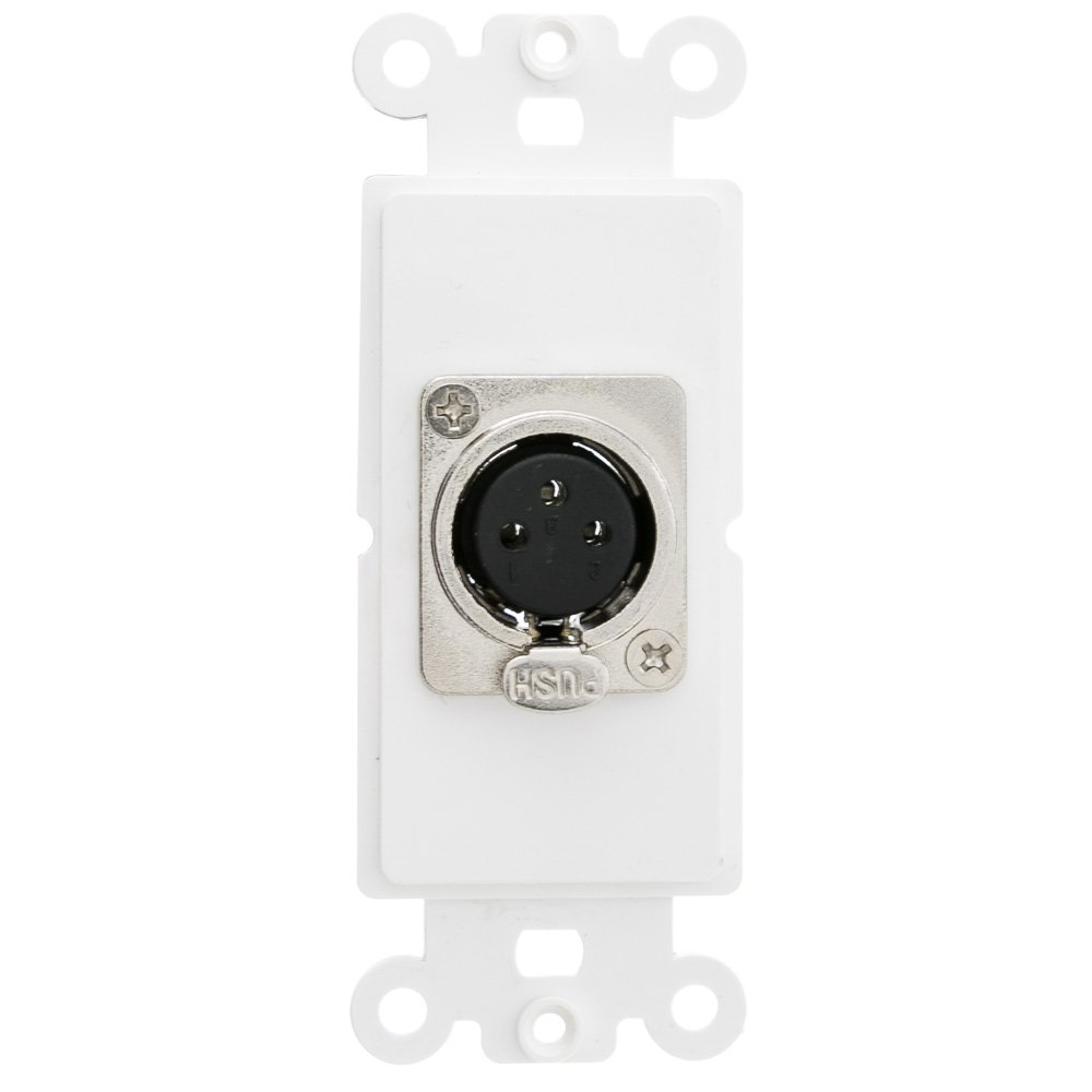 CableWholesale White XLR Female to Solder Type Decora Wall Plate Insert - Perfect for Home Theater, Studio & Audio Equipment Installations