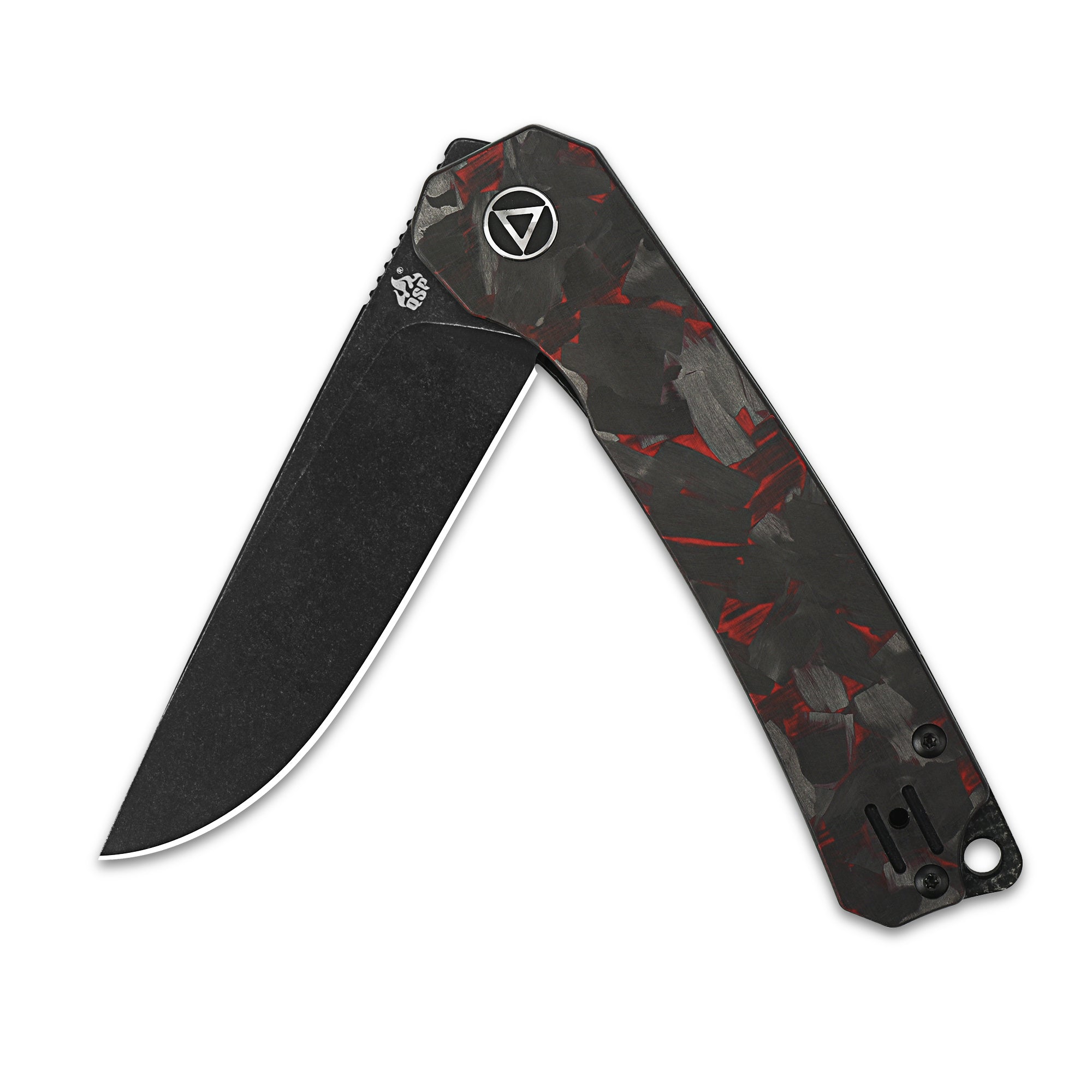 QSP Osprey Liner Lock Pocket Knife - 14C28N Stainless Steel Blade, Red Shredded Carbon Fiber & G10 Handle - EDC Folding Knife for Camping, Hiking, and Outdoor Adventures