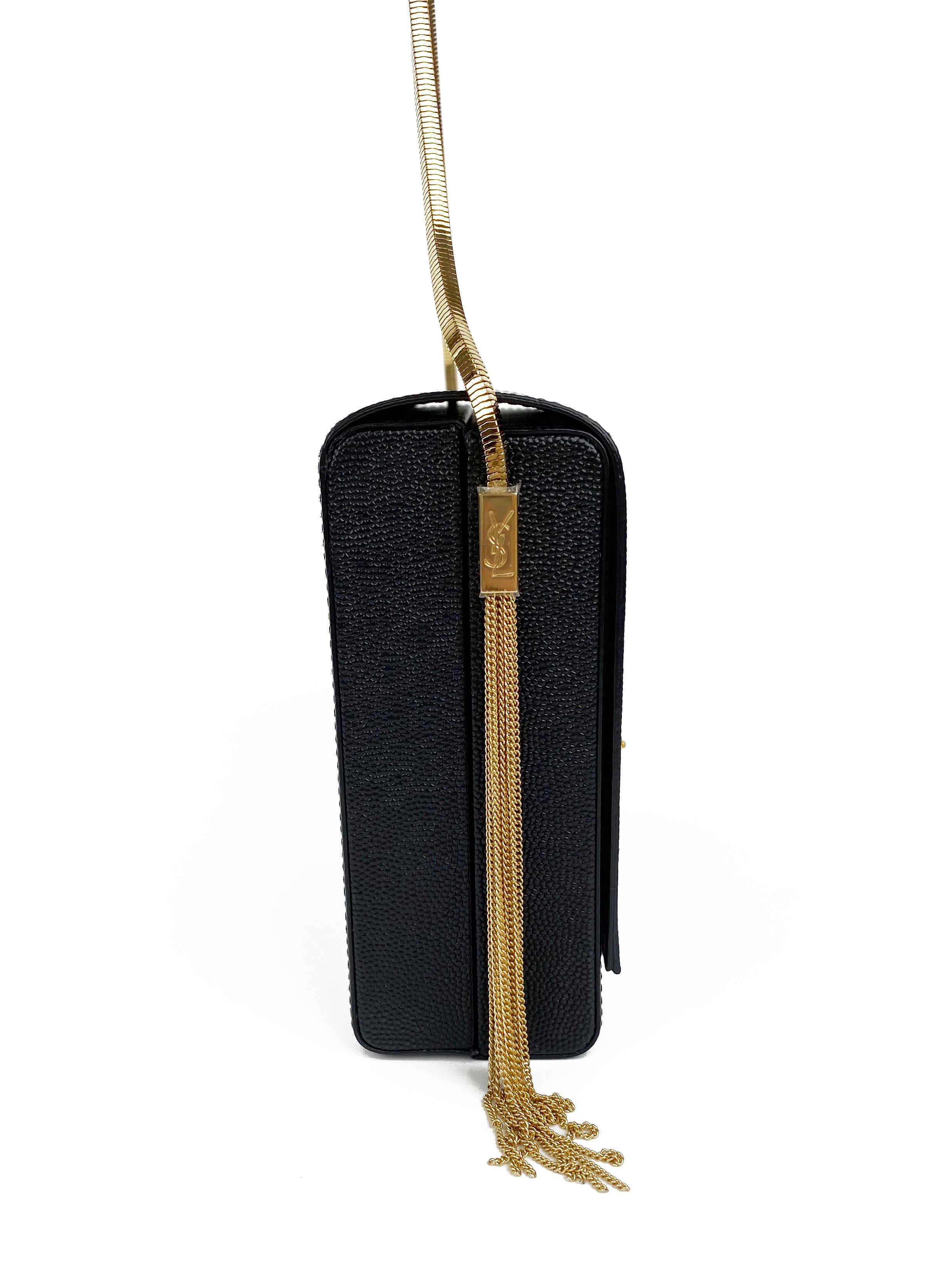 Saint Laurent Small Black Kate Box Bag with Side Tassels - Luxury Crossbody Purse for Women, Perfect for Evening Parties, Date Nights & Special Occasions