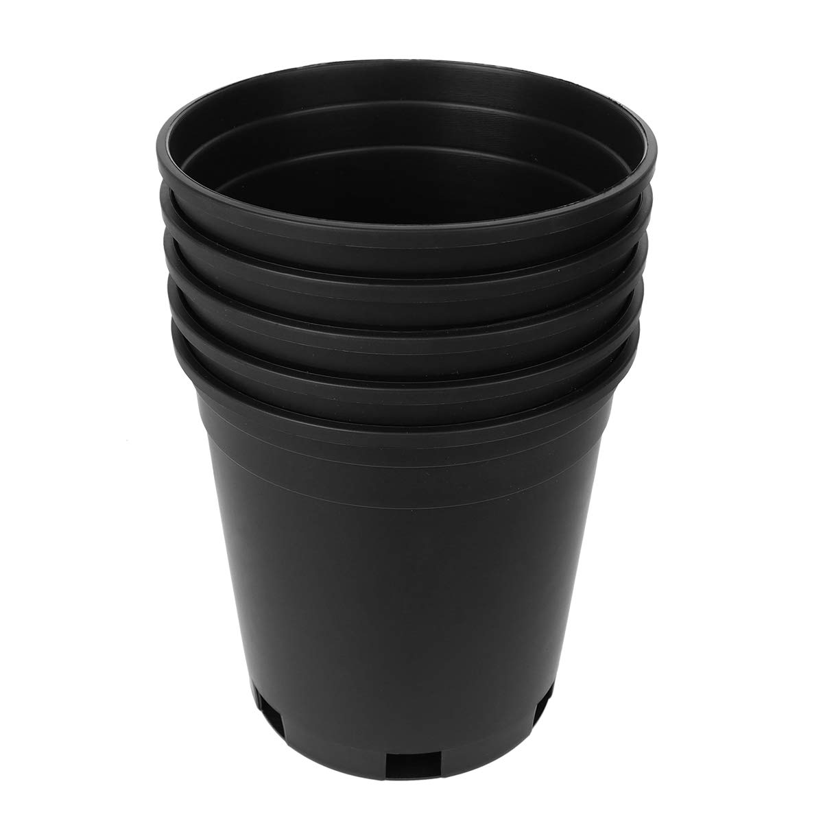 **Cabilock 5-Pack Thick Plastic Round Plant Pots - 1 Gallon Tree Growing Bucket, Balcony Garden Planters for Indoor & Outdoor Plants (Black) - Perfect for Herbs, Flowers, and Small Trees**