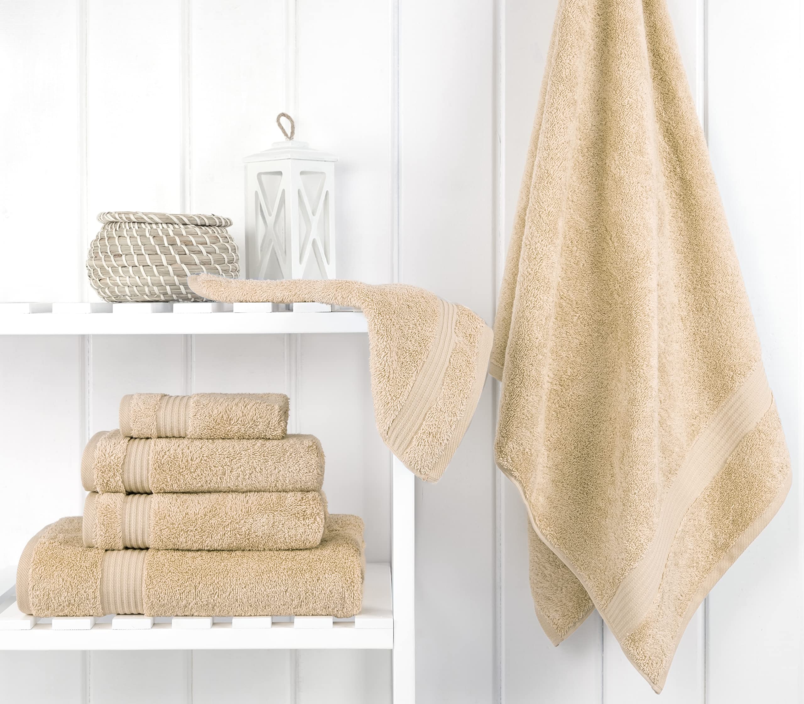 Premium 6-Piece Cotton Towel Set & 4-Piece Bath Towel Bundle - Ultra Soft, Absorbent Bath & Hand Towels for Spa, Gym, Beach & Luxury Home Use