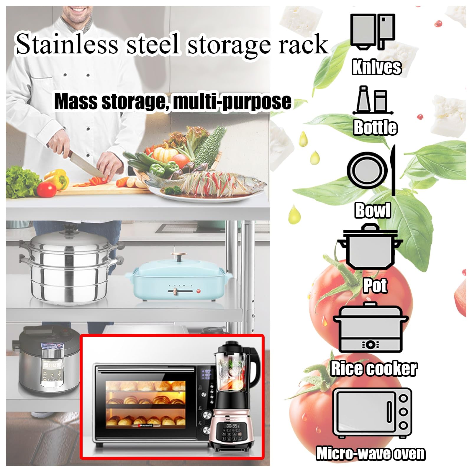Stainless Steel Commercial Work Table with 3.5CM Thick Top & Double Shelf - Heavy Duty Kitchen Prep Table for Restaurant, Bar, Bakery & Food Service - Silver (Two-layer Board) - Perfect for Food Preparation, Cooking & Commercial Kitchen Use