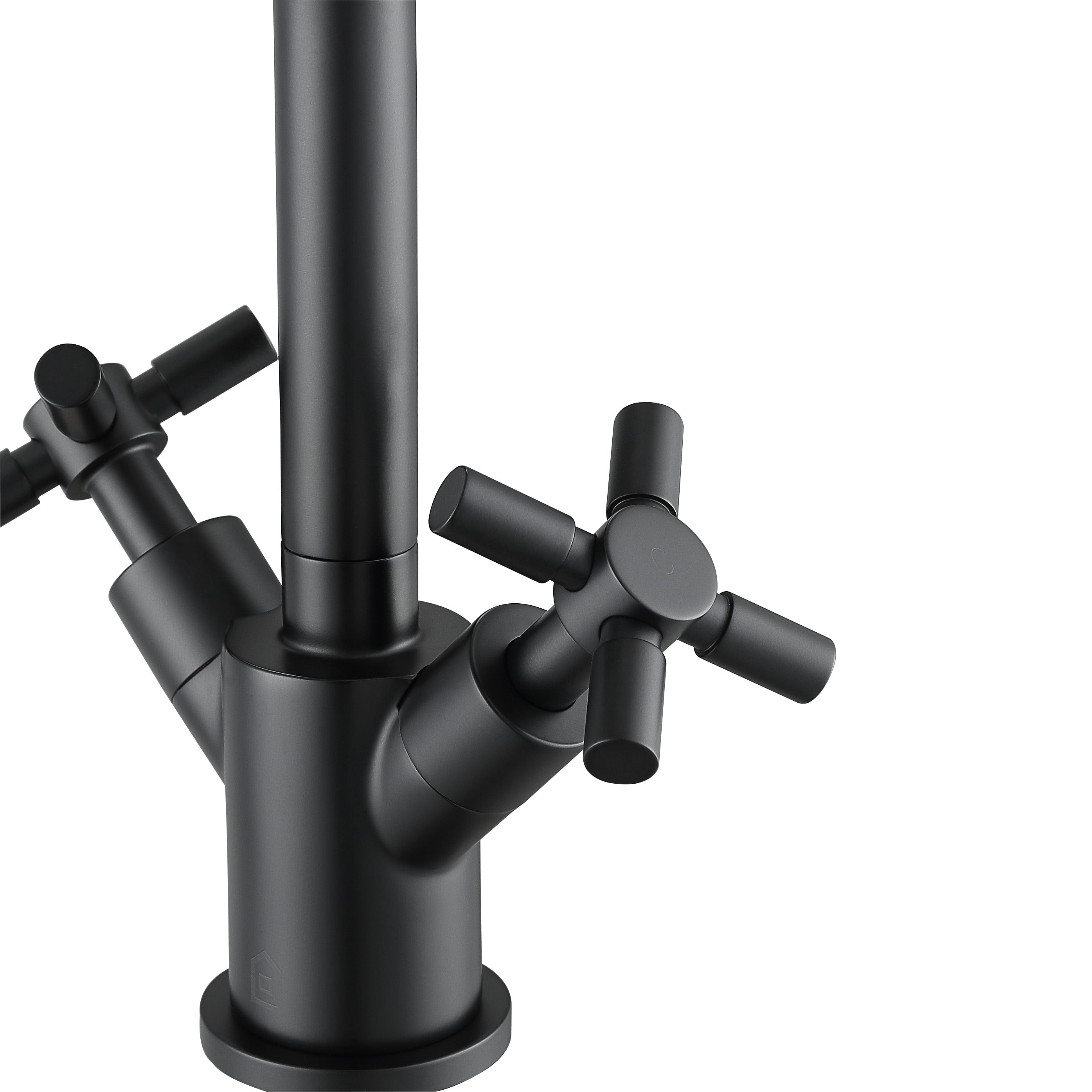 Premium Matte Black Single Hole Double Cross Handle Bathroom Faucet - Modern Waterfall Design for Sink, Vanity & Powder Room (Easy Installation, Durable Finish)