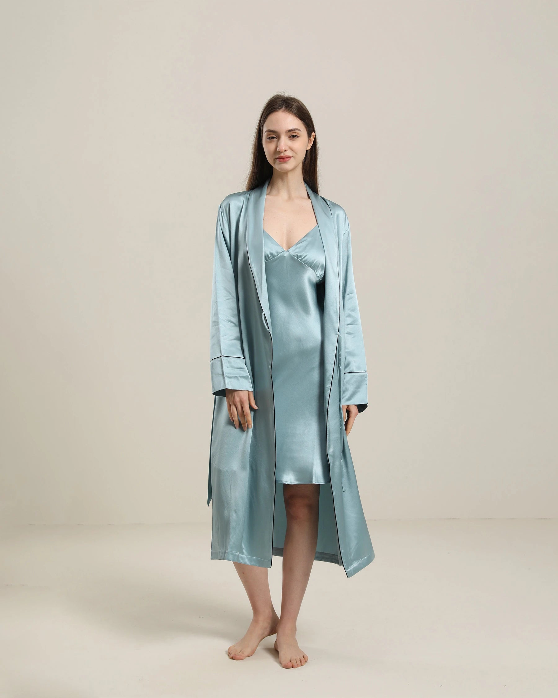 22 Momme Pure Silk Robe for Women - Luxurious Full Length & Trim Design - Perfect for Spa, Bridal, and Relaxation at Home
