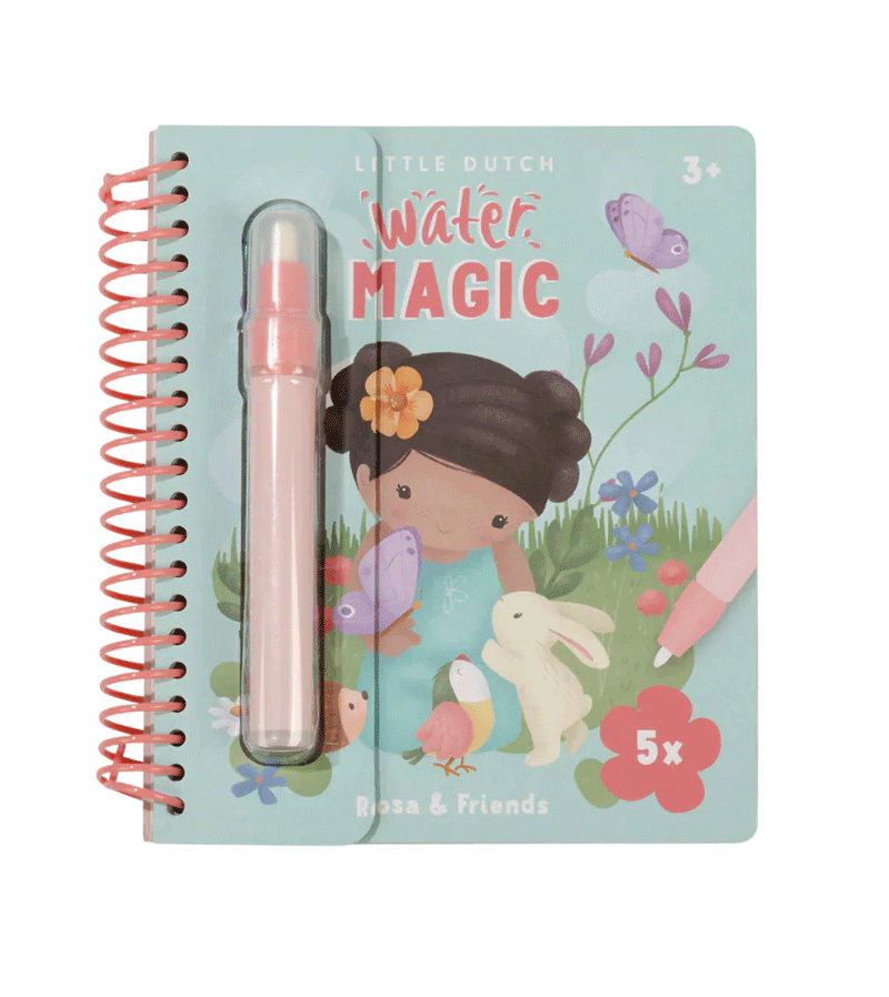 Little Dutch Rosa & Friends Water Reveal Book - Interactive Toddler Activity Book for Early Learning & Sensory Play - Perfect for Bath Time, Travel & Quiet Play