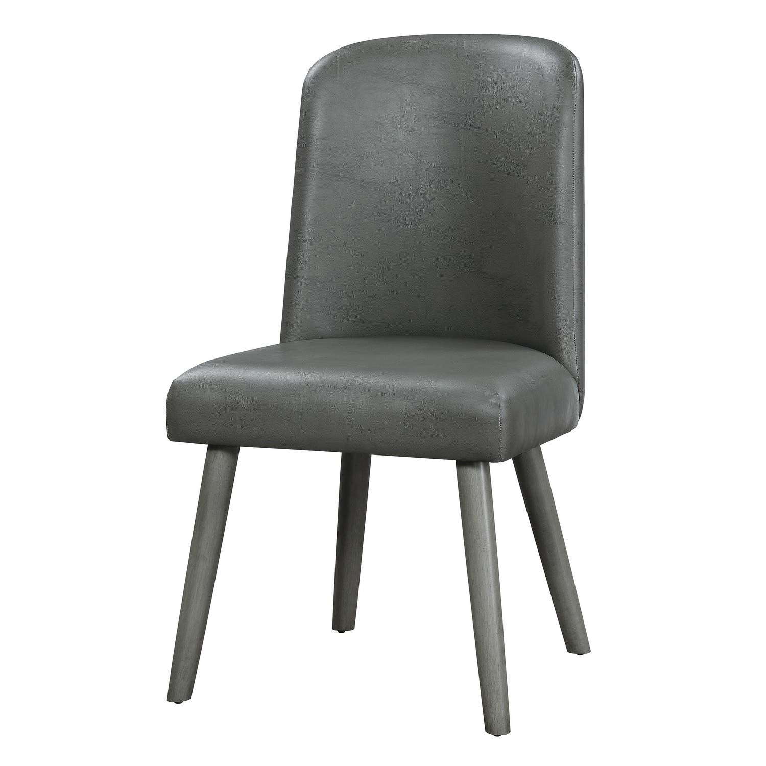 Benjara Leatherette Dining Chairs with Splayed Wooden Legs, Set of 2, Gray - Modern Kitchen & Dining Room Furniture for Home Decor