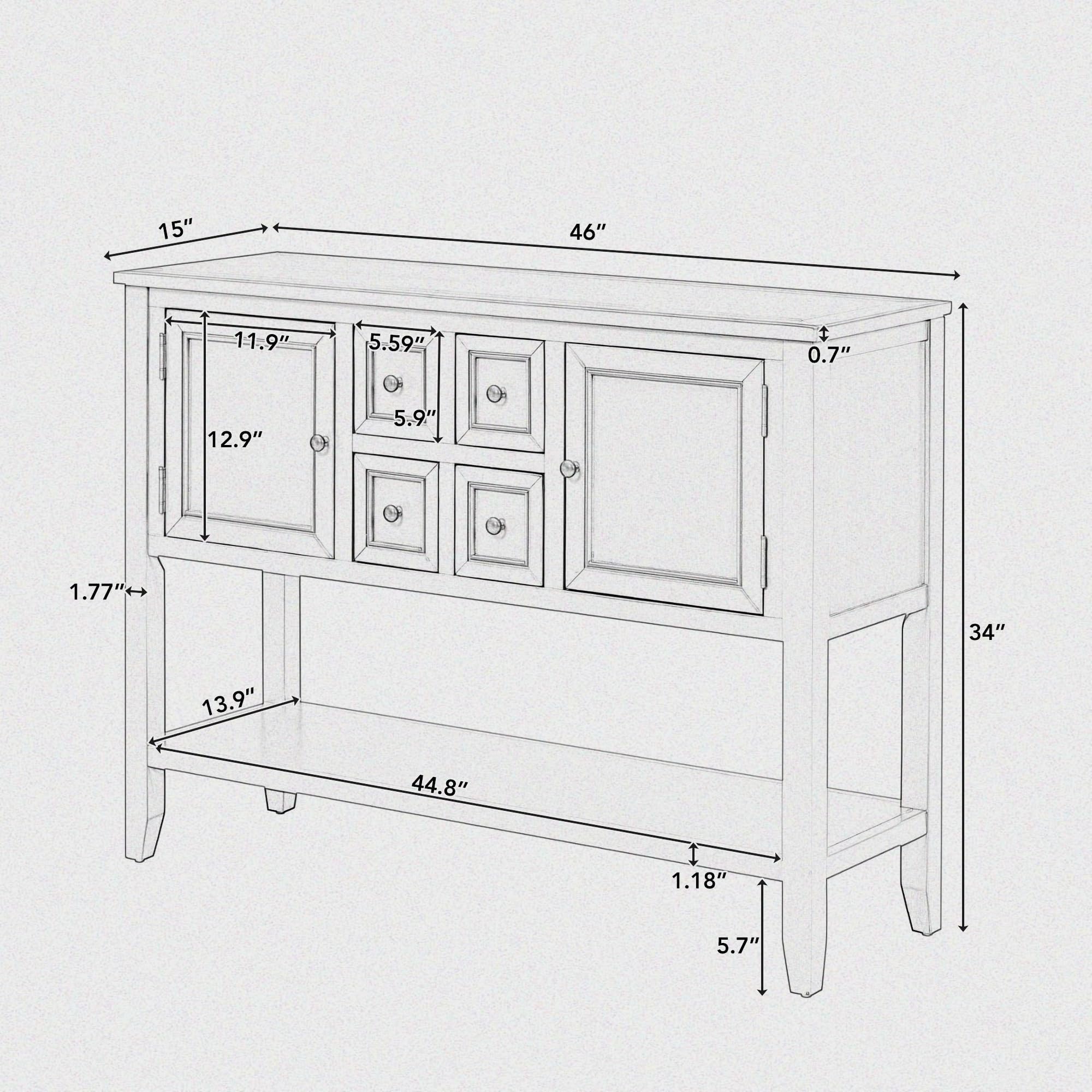 Merax Rustic Sideboard Buffet Cabinet with Storage - Antique Grey Console Table for Entryway, Living Room & Dining Room Storage Solution