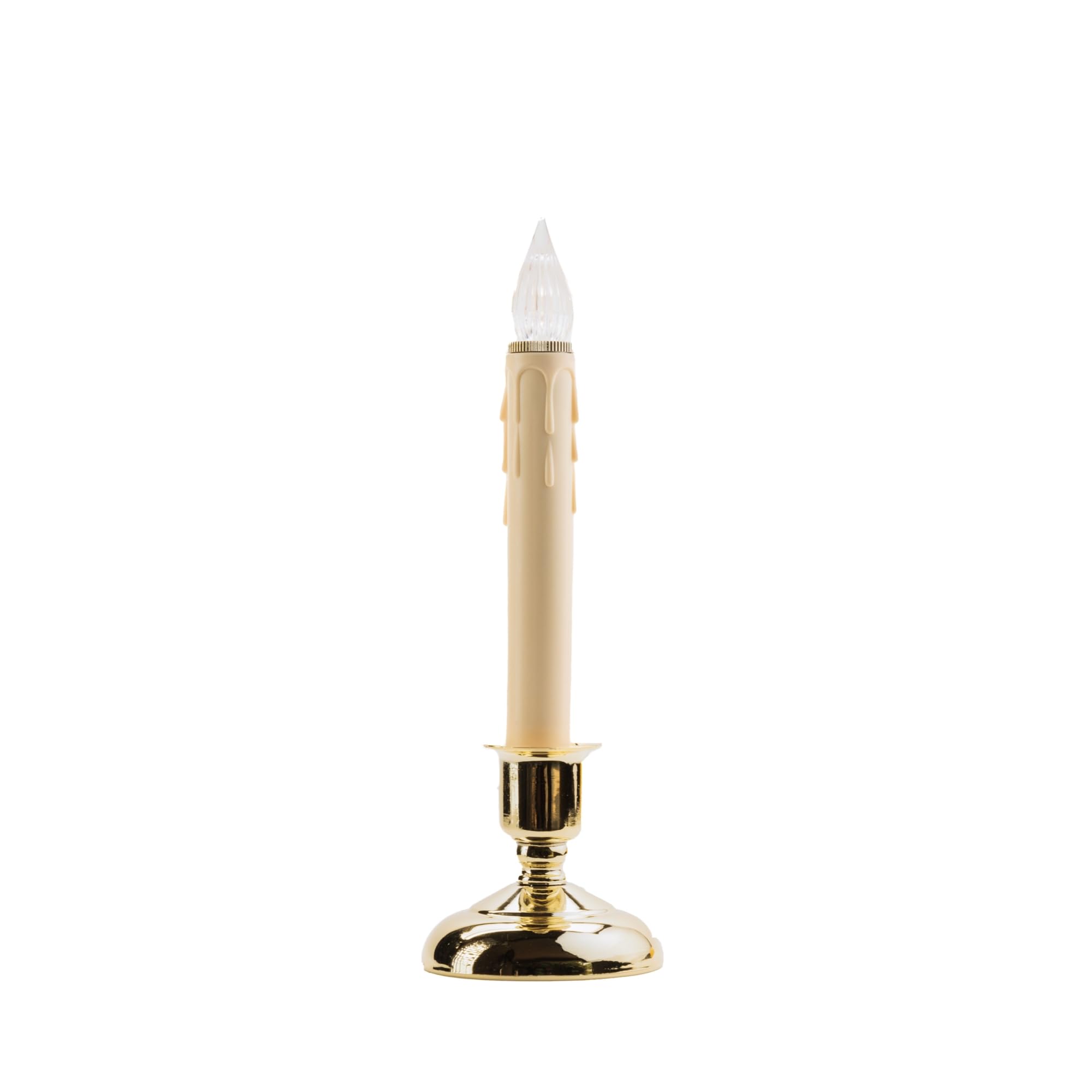 IMC Cape Cod Battery-Operated LED Window Candles with Timer - Set of 4 Realistic Wax Drip Brass Candles (9.5 Inch) - Perfect for Christmas Decor, Holiday Lighting & Home Ambiance