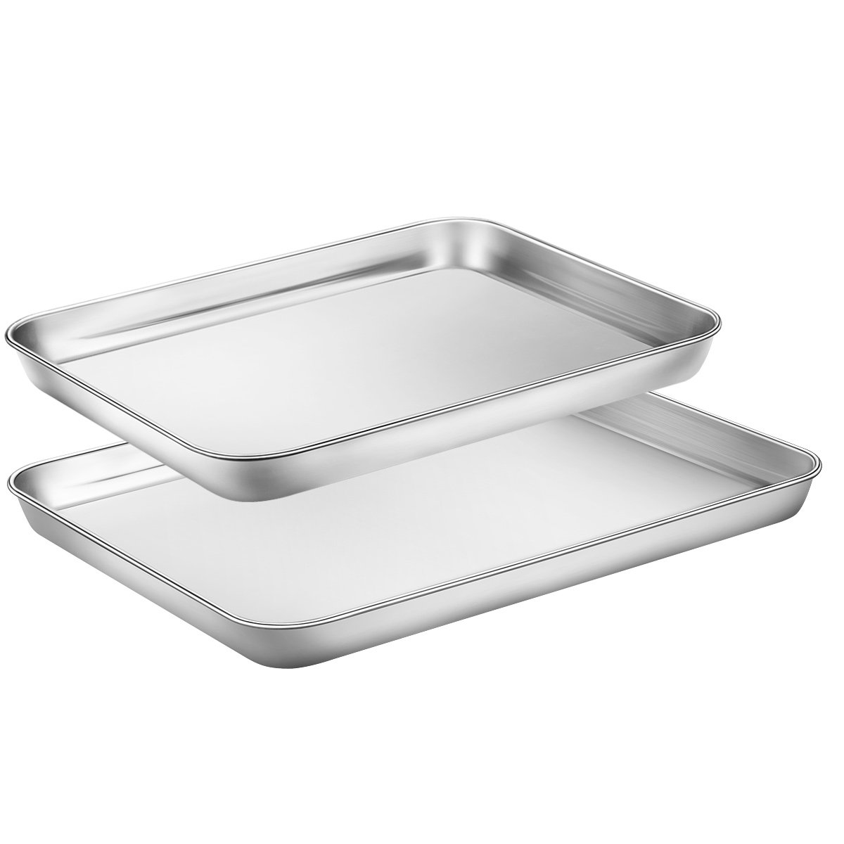 Premium Stainless Steel Cookie Baking Sheets Set - 12 Inch & 10 Inch Nonstick Baking Pans for Oven, Toaster Oven - Dishwasher Safe, Rust Resistant with Mirror Finish - Perfect for Cookies, Pastries, Roasting Veggies & Family Baking