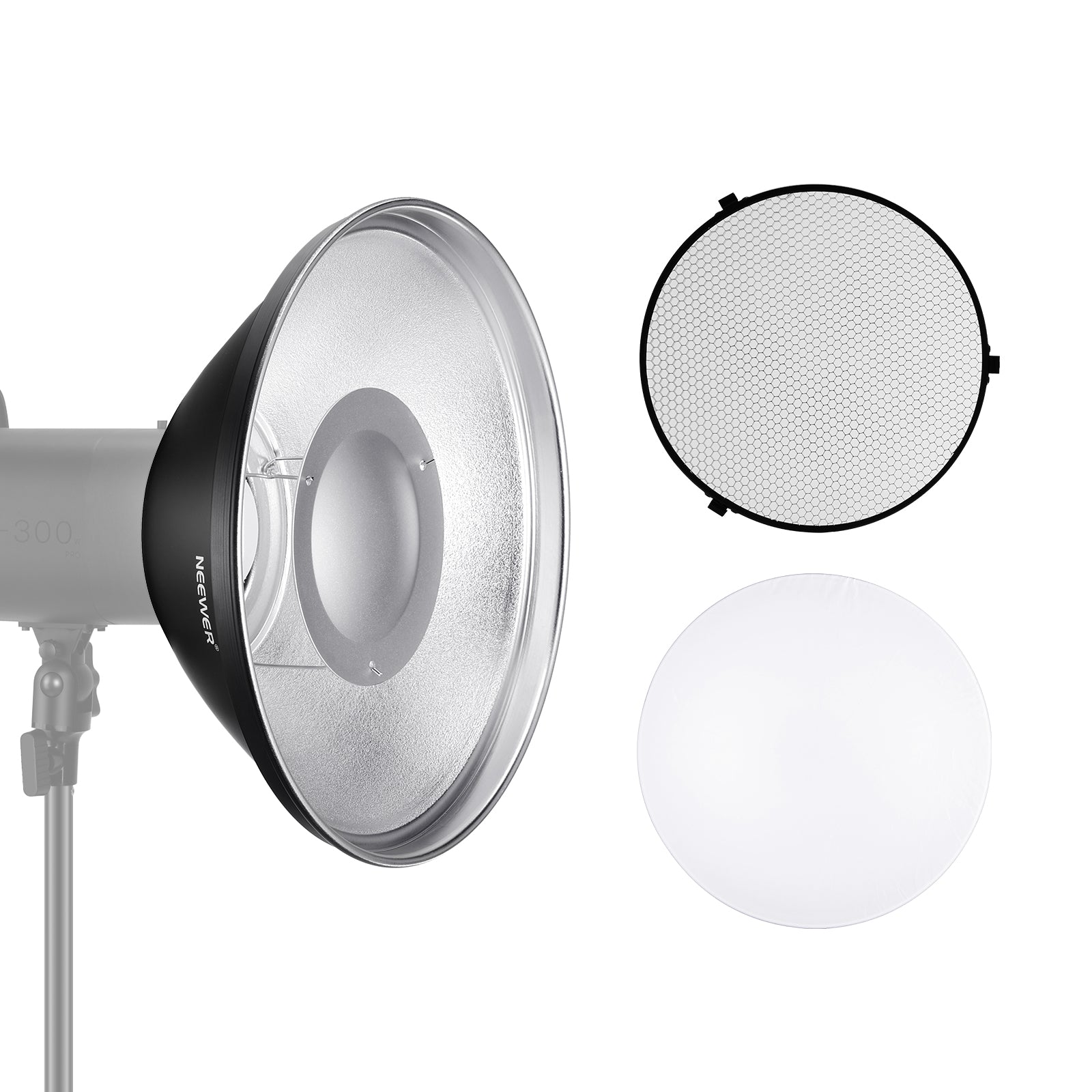 Professional NEEWER Studio Strobe Flash Light Reflector Beauty Dish for Photography - Perfect for Portrait, Fashion, and Product Photography