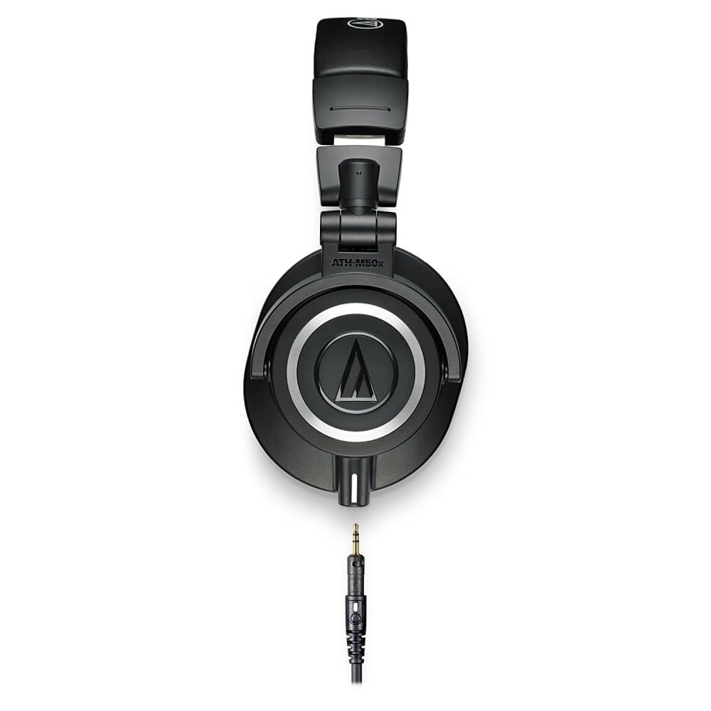 Audio-Technica ATH-M50x Professional Studio Monitor Headphones - Closed-Back Design, Black | Bundle with Headphone Stand, Carrying Case & Cleaning Kit (4-Piece Set) | Perfect for Recording, Mixing & DJing