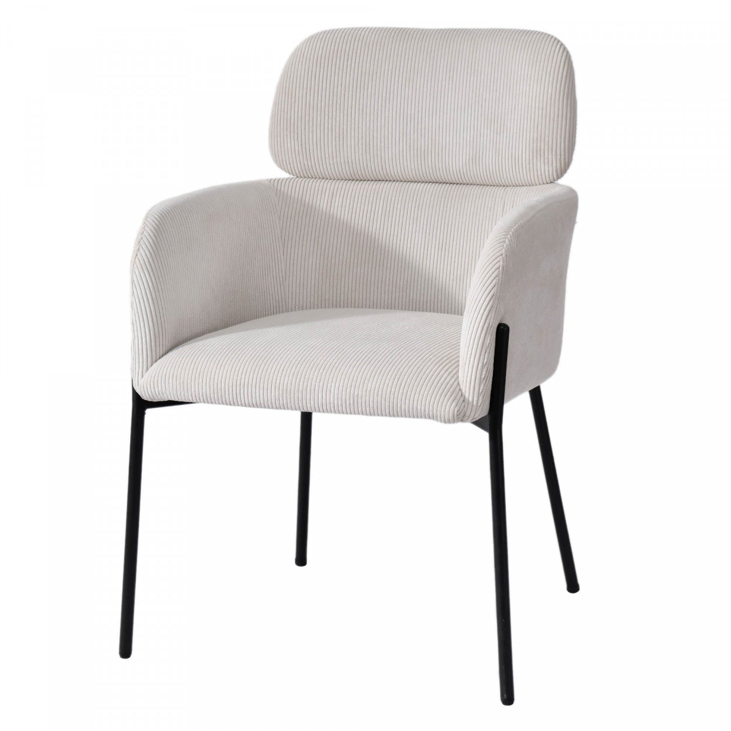 Celon Dining Chair - White Corduroy Upholstered Modern Kitchen Chair for Dining Room, Breakfast Nook & Home Office - Comfortable & Stylish Seating Solution