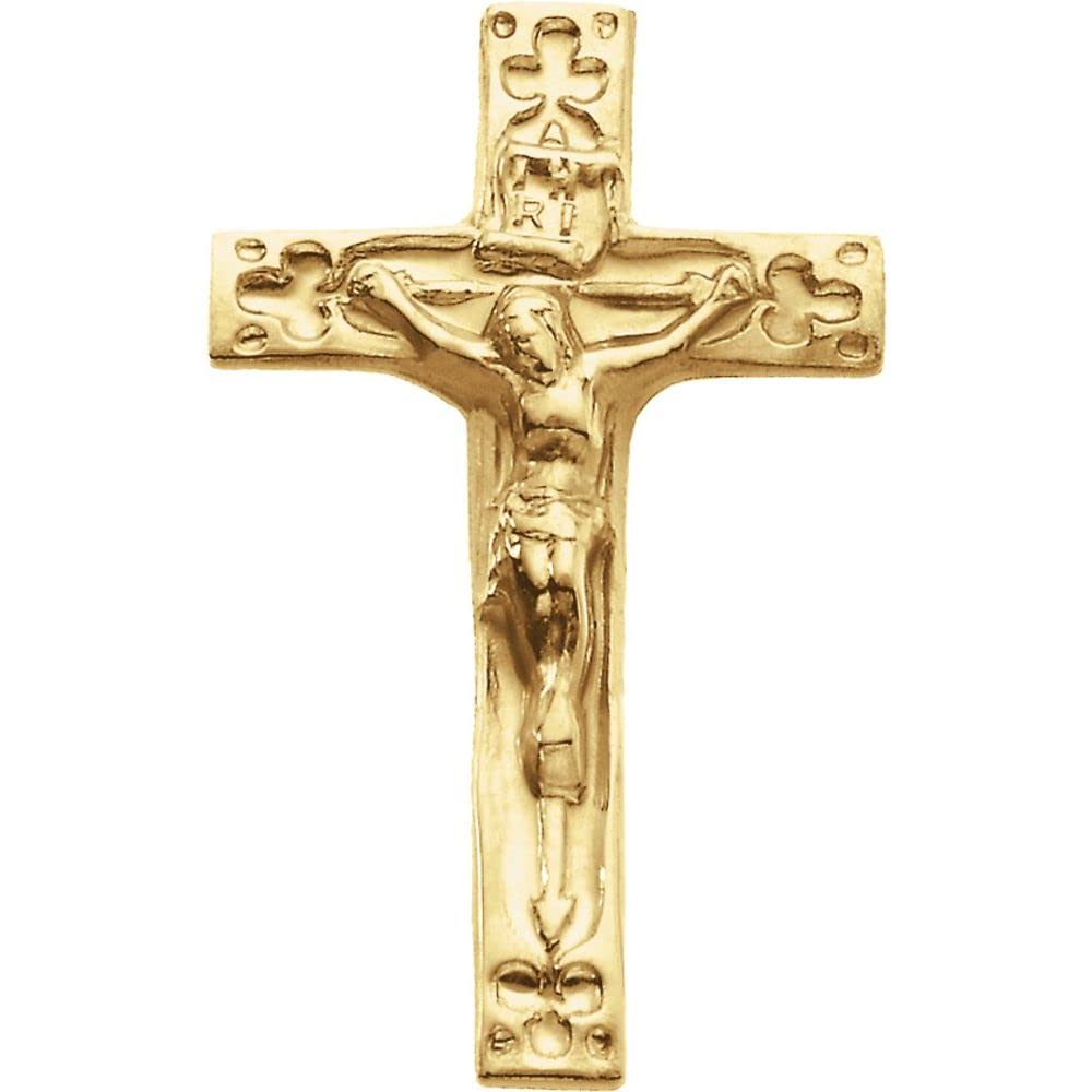 14K Yellow Gold Crucifix Lapel Pin - Elegant Religious Jewelry for Women, Perfect Gift for Her - Ideal for Church, Weddings, and Special Occasions