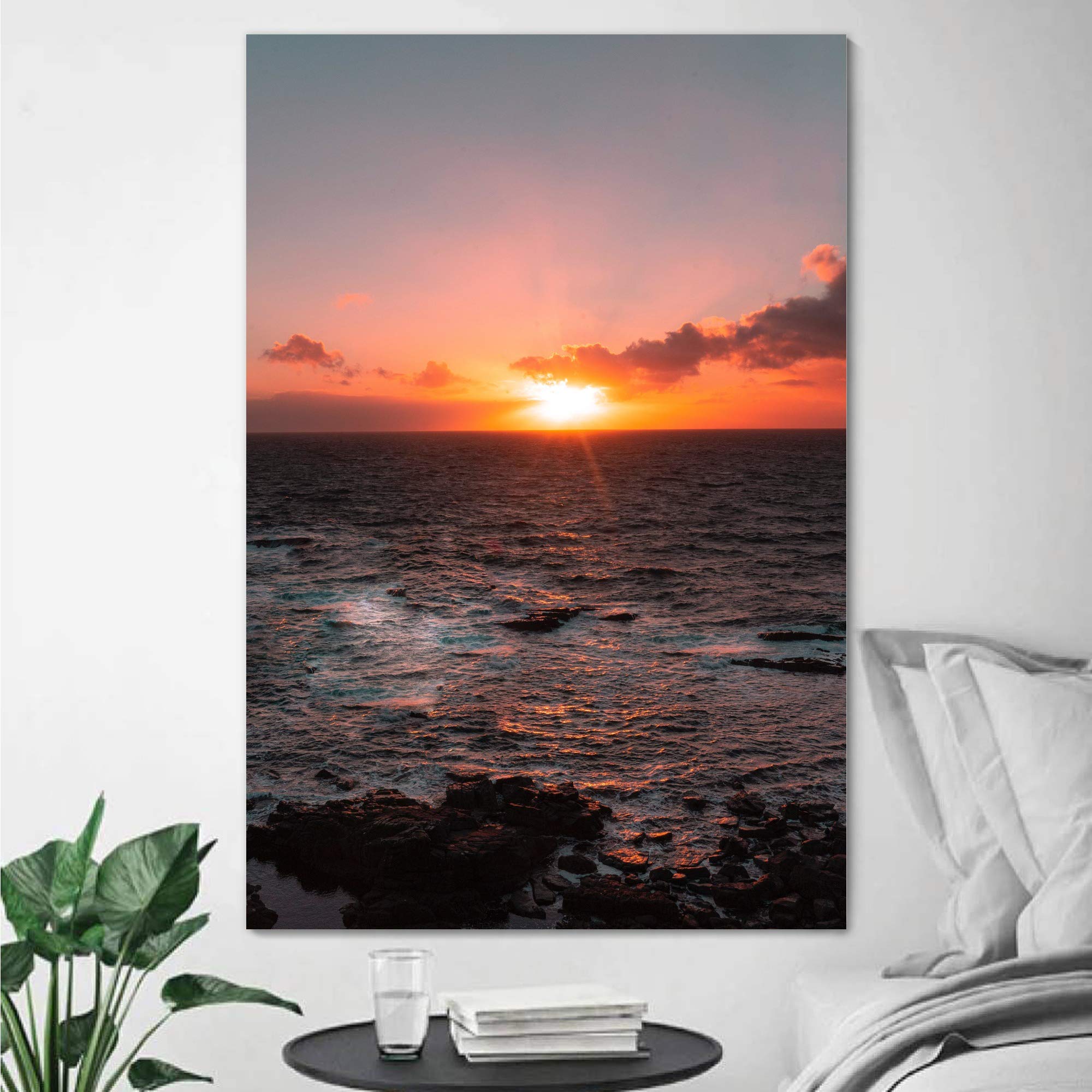Calm Seas Beach Canvas Wall Art - 32x48 Inch Coastal Photography Print for Relaxing Home & Office Decor | Blue Ocean Waves, Serene Seascape, Modern Living Room & Bedroom Wall Decor