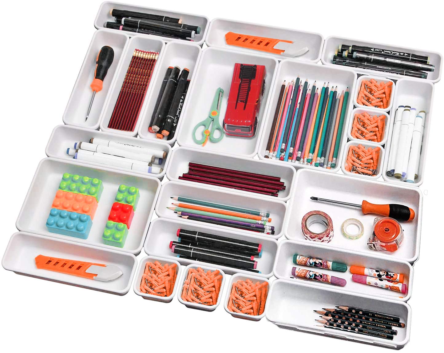 42-Piece Interlocking Drawer Organizer for Office, Kitchen & Bathroom Storage