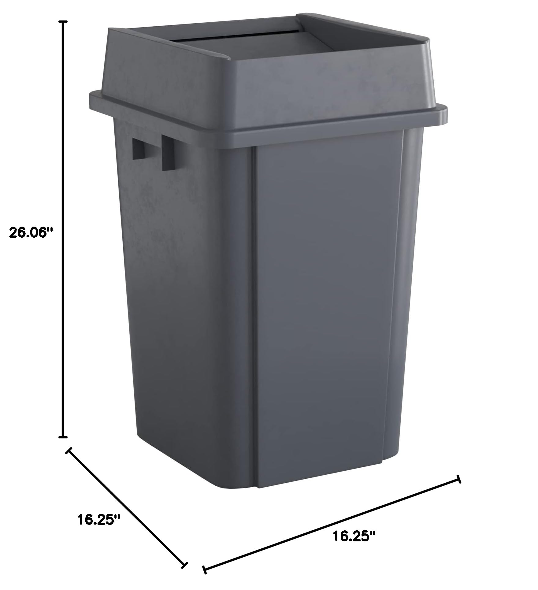 19 Gallon Grey Square Commercial Trash Can with Lid - Heavy Duty Office Waste Bin for Kitchen, Restaurant & Outdoor Use