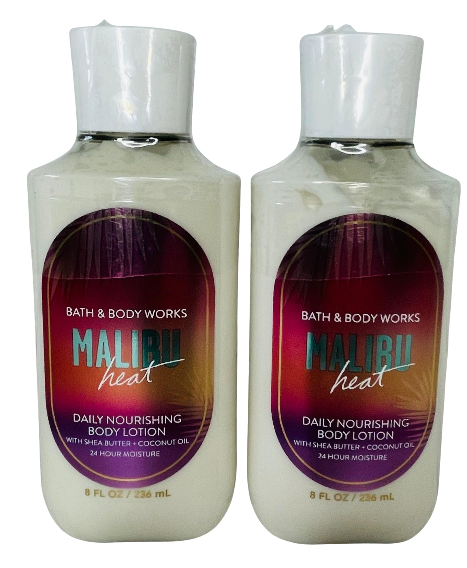 Bath & Body Works Malibu Heat Body Lotion - 8 oz (Pack of 2) | Tropical Scented Moisturizer for Smooth & Hydrated Skin | Perfect for Summer, Beach Days & Vacation Getaways