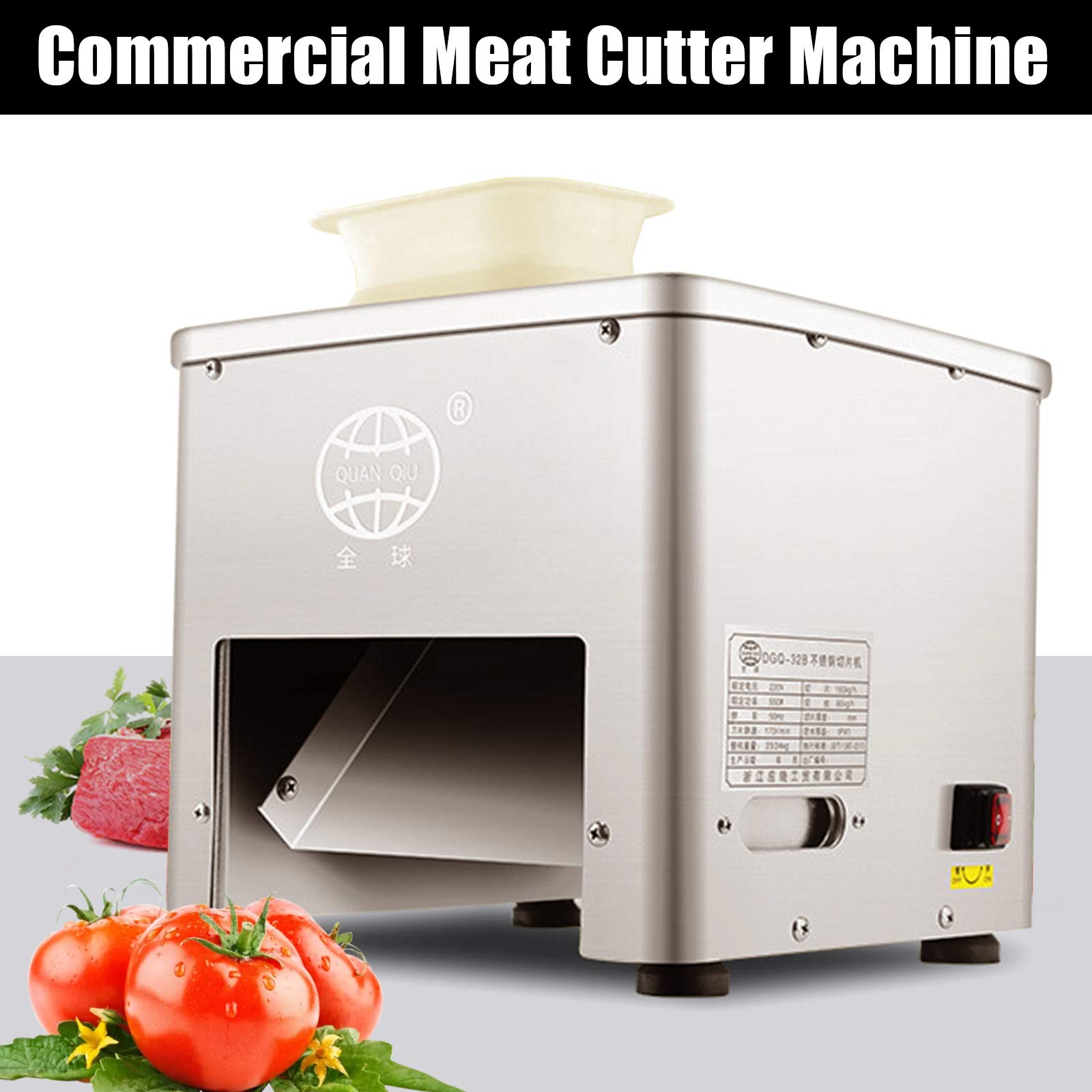 Commercial Meat Cutter Machine 85mm Blade - Automatic Slicer for Beef, Pork & Poultry - Stainless Steel Electric Meat Slicer (350lb/h) with Strip & Cube Cutting - 110V US Plug for Restaurants, Butcher Shops & Catering Services