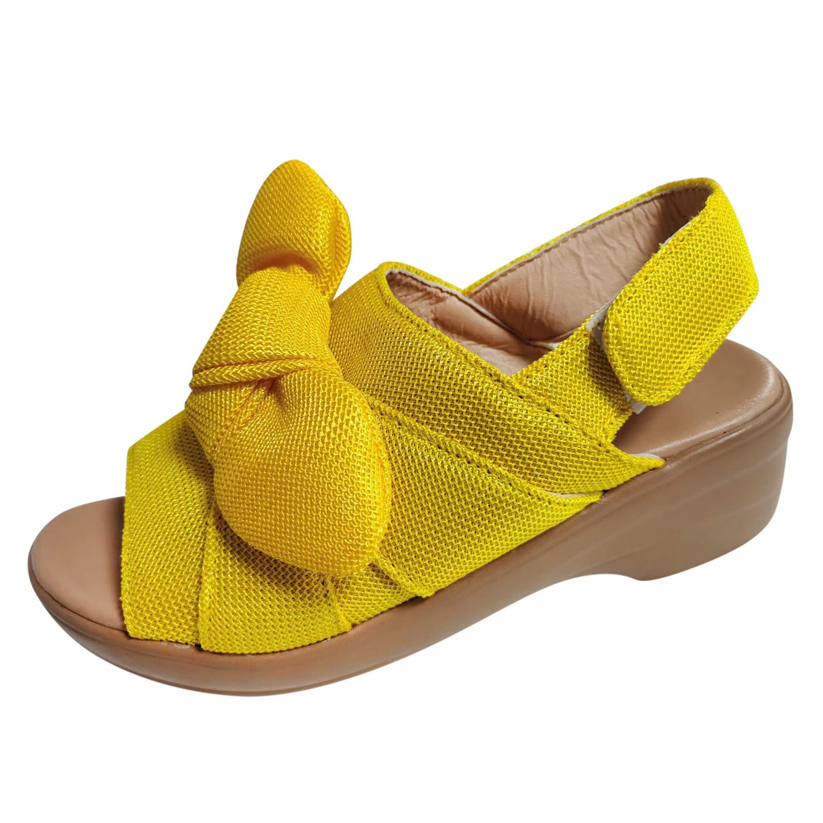 Women's Open Toe Roman Knot Sandals - Black Dress Wedges for Wide Feet | Comfortable Beach Fashion Shoes for Summer Outfits & Casual Wear