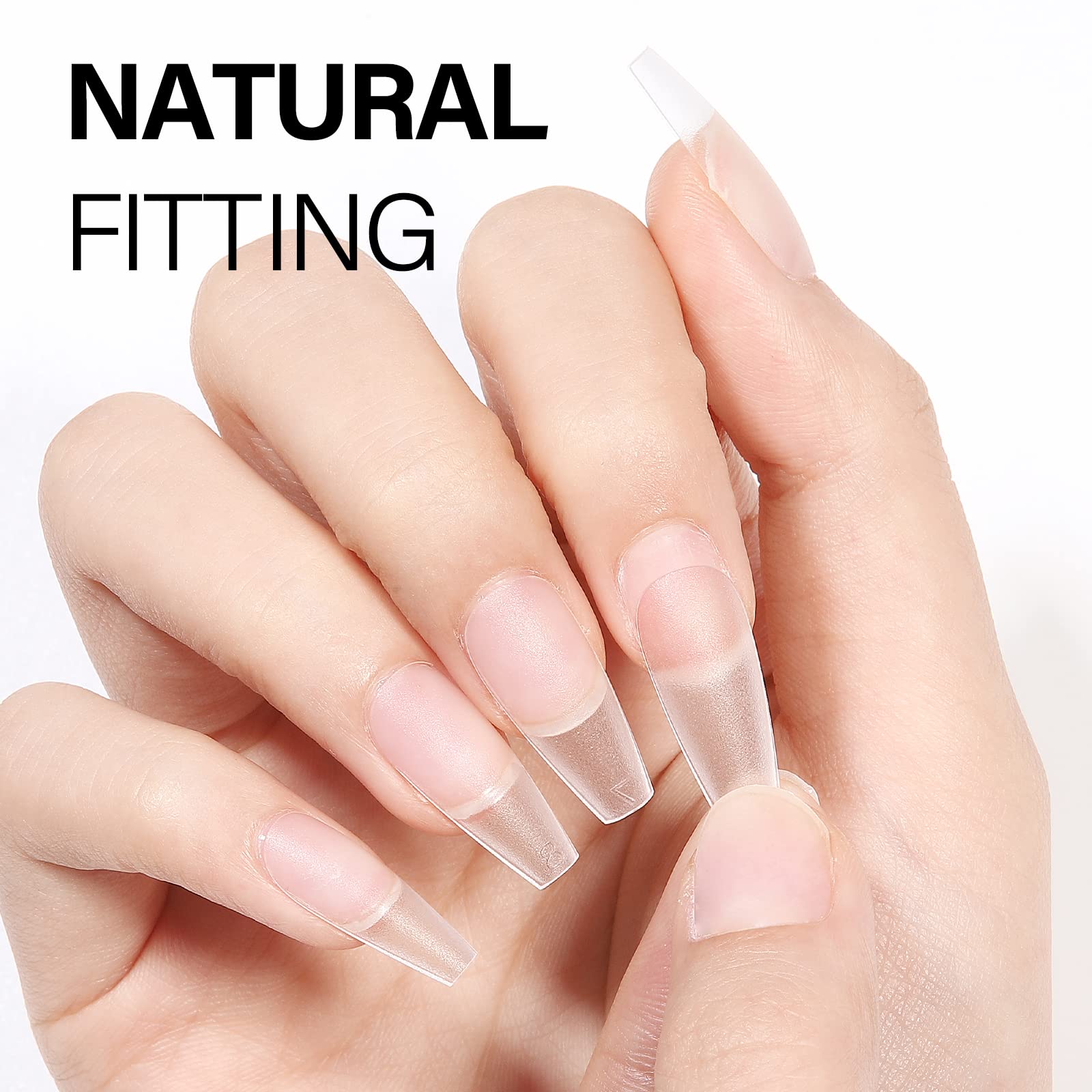 AILLSA Short Coffin Nail Tips with Nail Glue Bundle - 24pcs False Nails for Women, Natural Acrylic Nails, DIY Manicure Kit for Home & Salon Use | Perfect for Parties, Weddings, and Everyday Wear