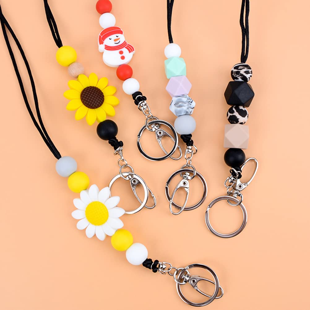 2 Pack Silicone Beaded Breakaway Lanyards with ID Holder & Keychain - for Nurses, Office & School Use