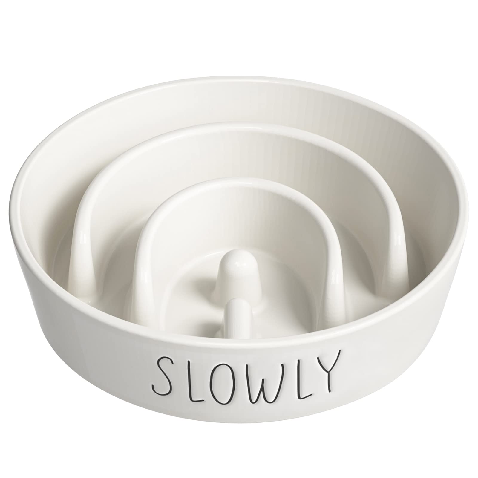 Slow Feeder Dog Bowl - 1.5 Cup Ceramic Puzzle Feeder for Small & Medium Dogs | Maze Design Food Bowl for Puppies & Fast Eaters | White Pet Dish to Control Eating Speed | Perfect for Mealtime Enrichment & Digestion Aid