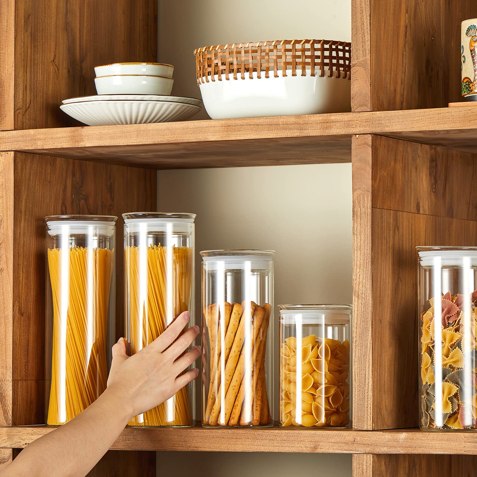 ZENS 27oz Glass Jars with Airtight Lids (Set of 2) - Clear Kitchen Storage Containers for Coffee, Brown Sugar & Pantry Organization | Perfect for Home, Office & Coffee Shops