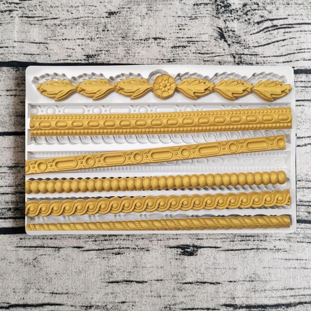 6 Cavity Rope Strip Silicone Mold for Cake Decorating - Fondant, Chocolate, Gumpaste, Polymer Clay - Perfect for Cake Borders, Pearl Shell Designs & Fried Dough Twists - Ideal for Home Baking, Wedding Cakes & DIY Sugar Crafts