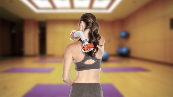 SHARPER IMAGE Heated Ergonomic Massager for Neck & Back Pain Relief - SMG1105GY - Perfect for Home, Office & Car Use