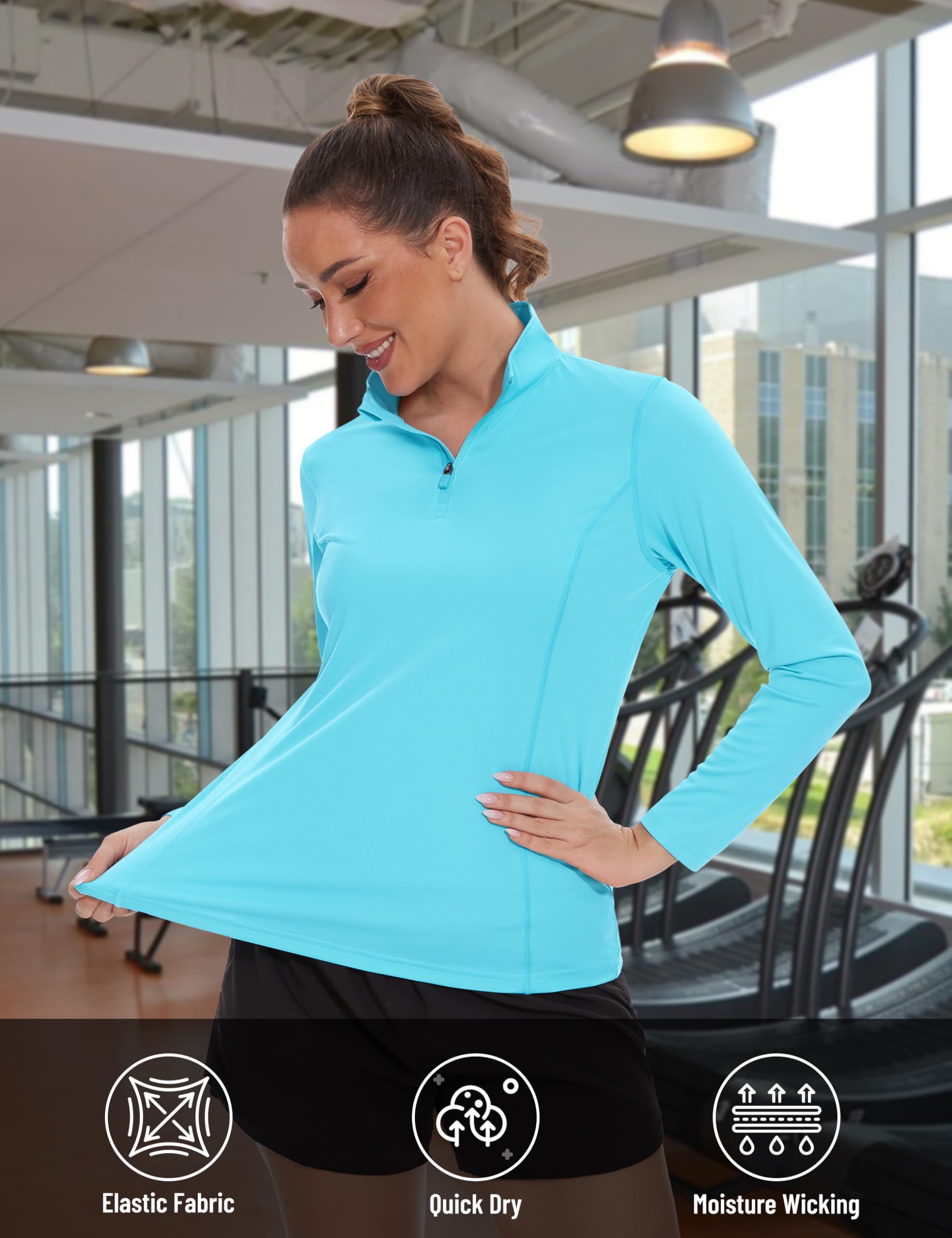 TACVASEN Women's UPF 50+ UV Protection Quarter Zip Pullover Long Sleeve Shirt - Golf, Hiking & Workout Top for Sun Protection & Outdoor Activities