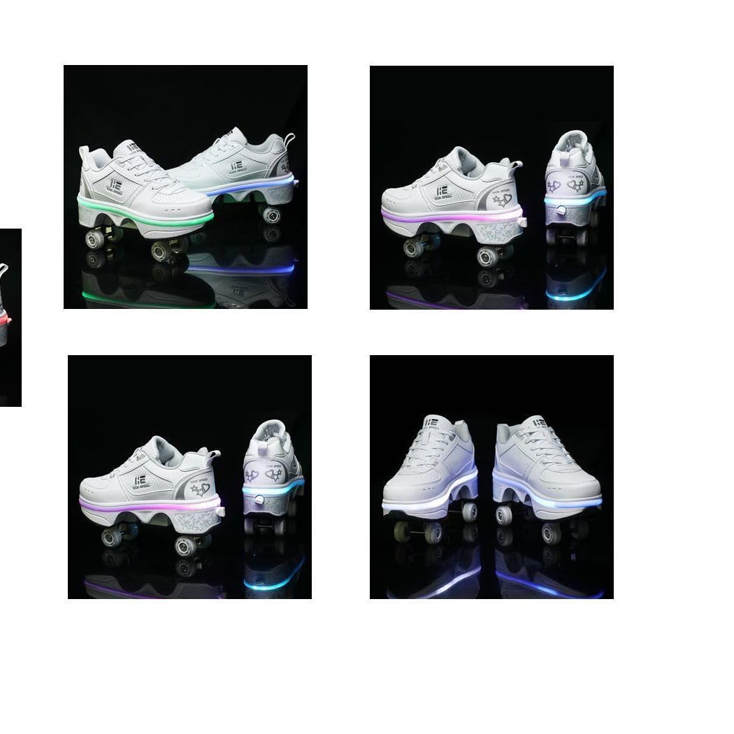 2-in-1 Roller Skates & Sneakers for Men Women - Retractable Wheel Shoes for Outdoor Fun, Fitness & Commuting - Perfect for Skating, Exercise & Daily Wear