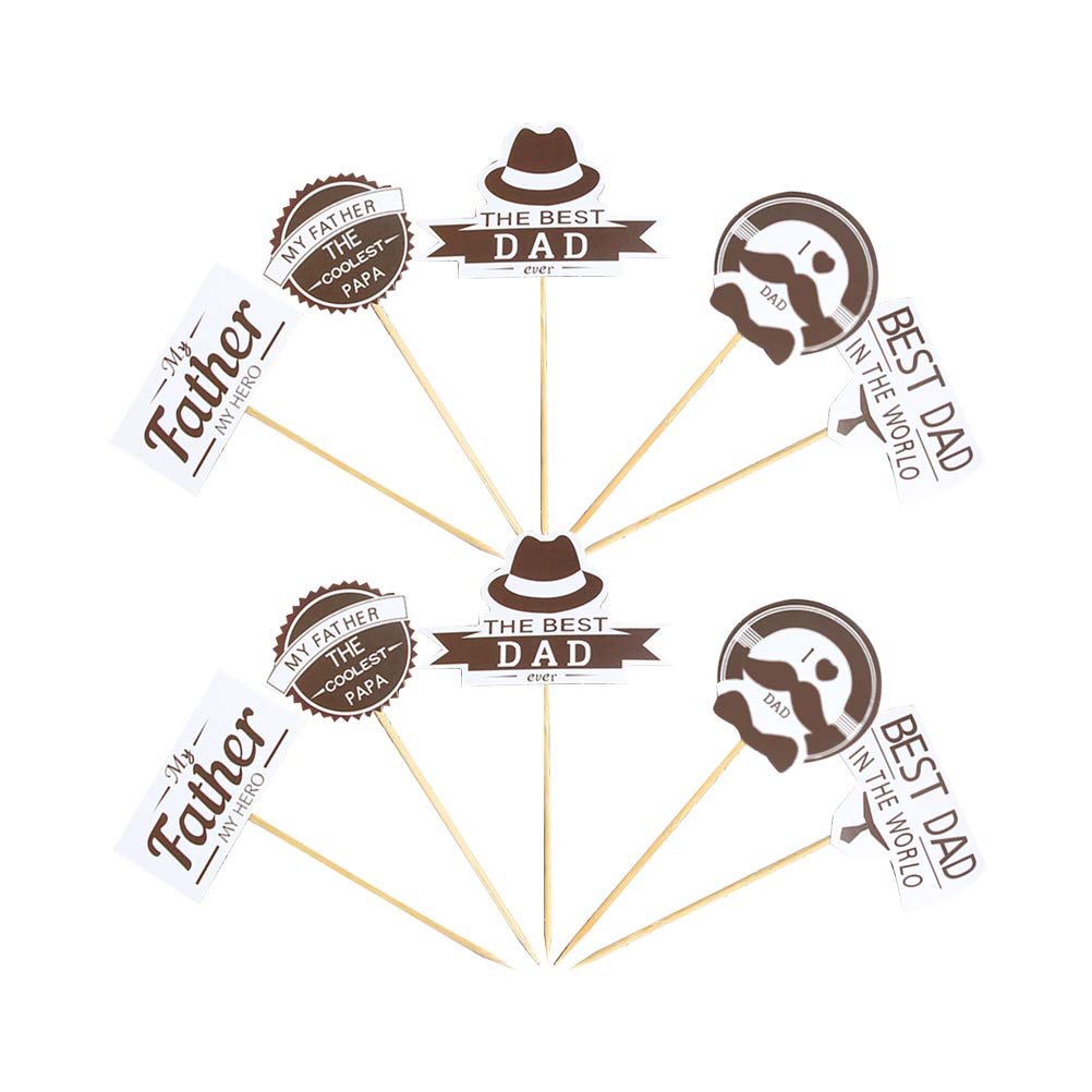 15PCS Black Father's Day Cake Toppers - DIY Cake Picks with Hat Decorations for Birthday Party, Wedding & Celebration (Perfect for Cupcakes, Desserts and Gift Boxes)