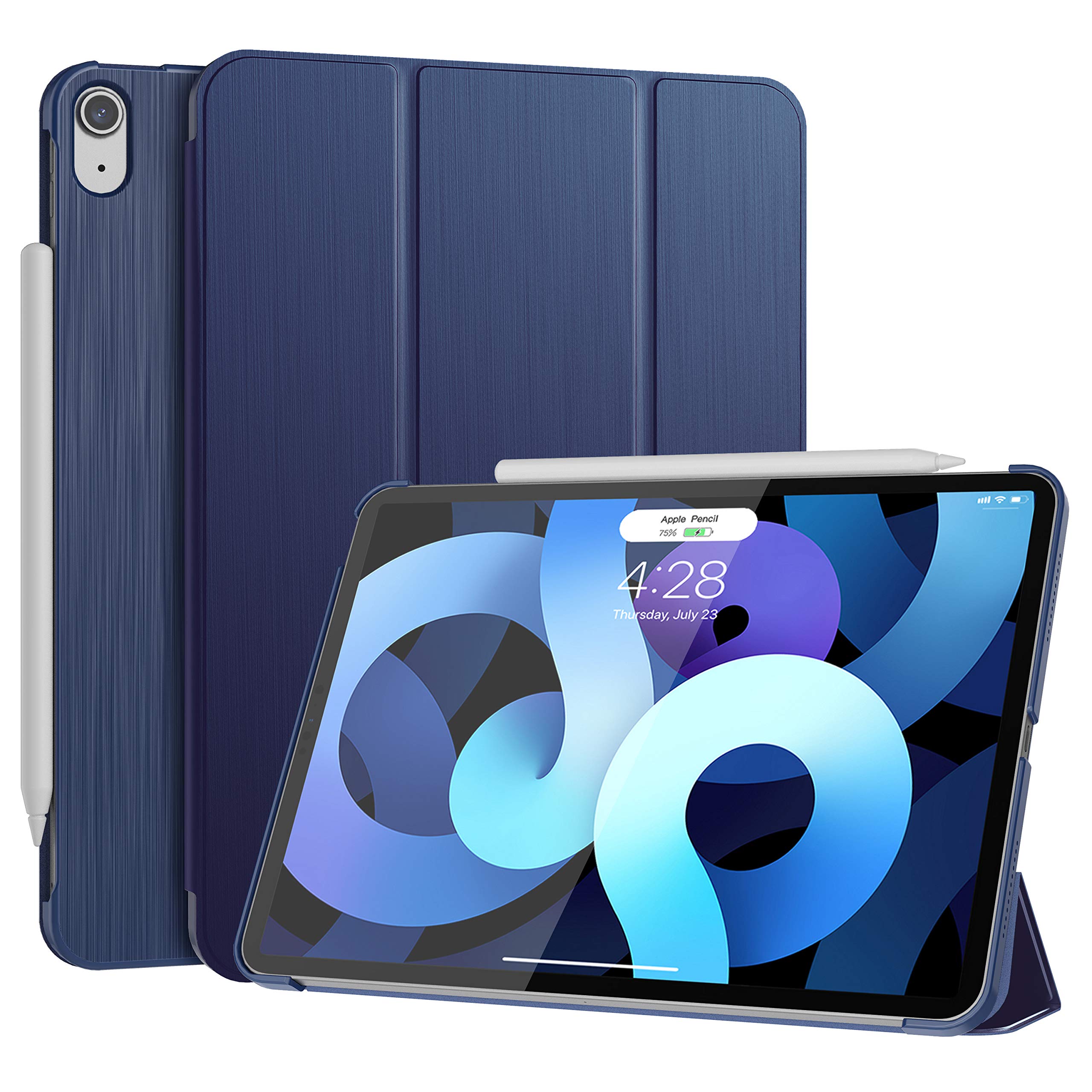 Premium iPad Air 5 Case 2022 & iPad Air 4 Case 2020 (10.9 Inch) - Slim Lightweight Trifold Stand Cover with Full Body Protection, Auto Sleep/Wake & Magnetic Attachment - Navy Blue - Perfect for Work, Travel & Home Use