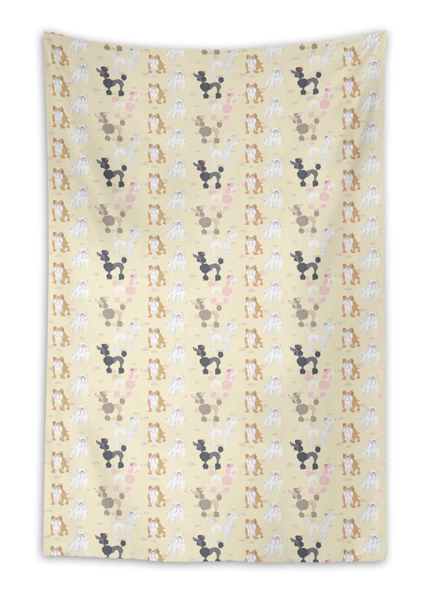 White Bull & Poodle Dog Tapestry Wall Hanging - 58x58 Inch Home Decor for Bedroom, Living Room - Soft Throw Blanket for Pet Lovers & Animal Theme Room Decor