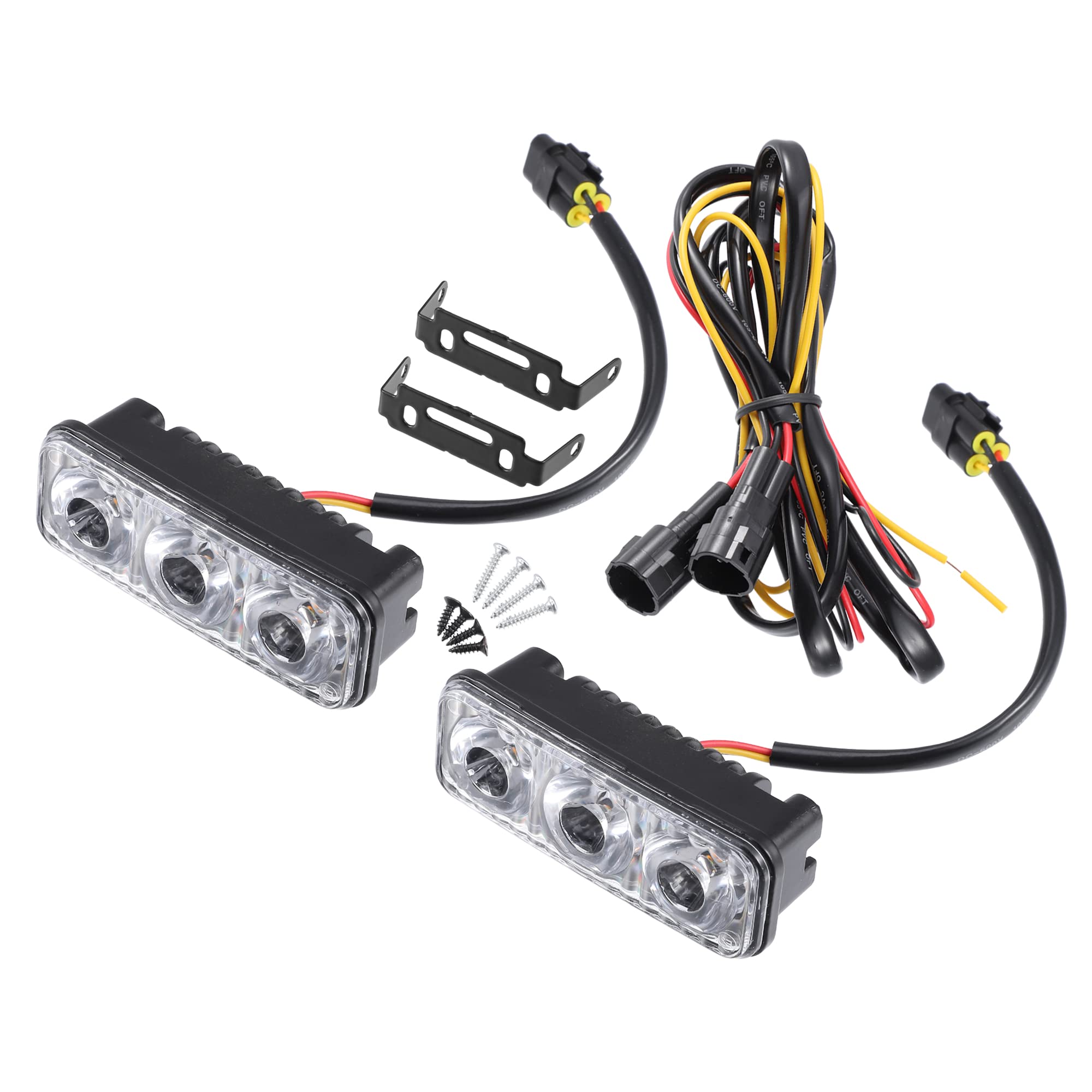 ABSOPRO 3.4 Inch LED Switchback Daytime Running Lights - White/Amber Turn Signal Lamps for Car Bumper & Grille - Waterproof Off-Road Work Lights (Set of 2) - Perfect for Trucks, SUVs & Off-Road Vehicles
