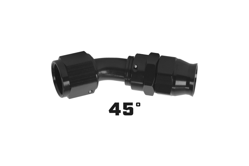 Aeromotive PTFE Hose End AN 06 45 Degree Black Anodized Fitting - High Performance Fuel Line Connector for Racing, Automotive & Marine Applications