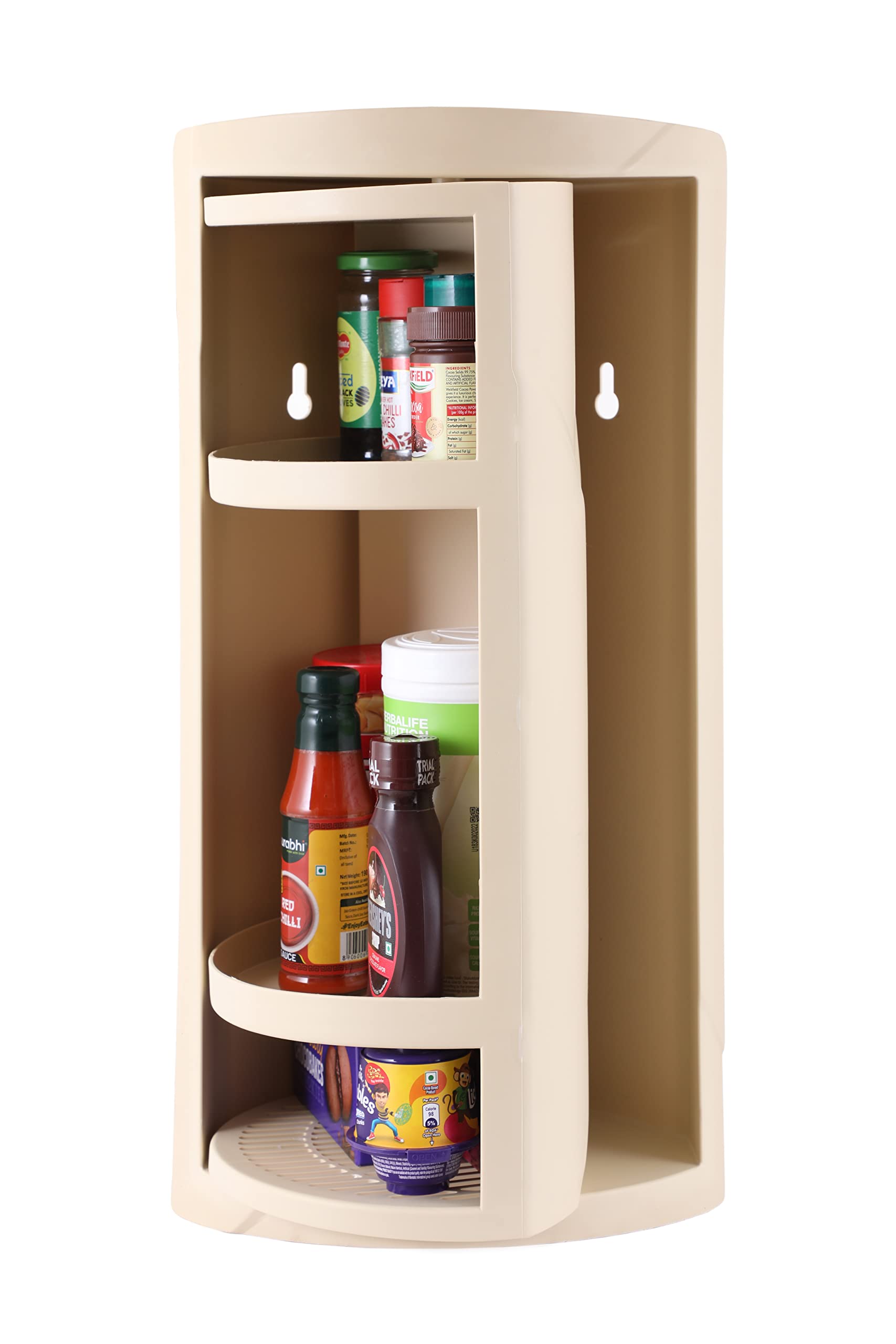 Simandhar Rotating Corner Bathroom Cabinet - Wall Mounted Plastic Storage Organizer with Shelves (24.4