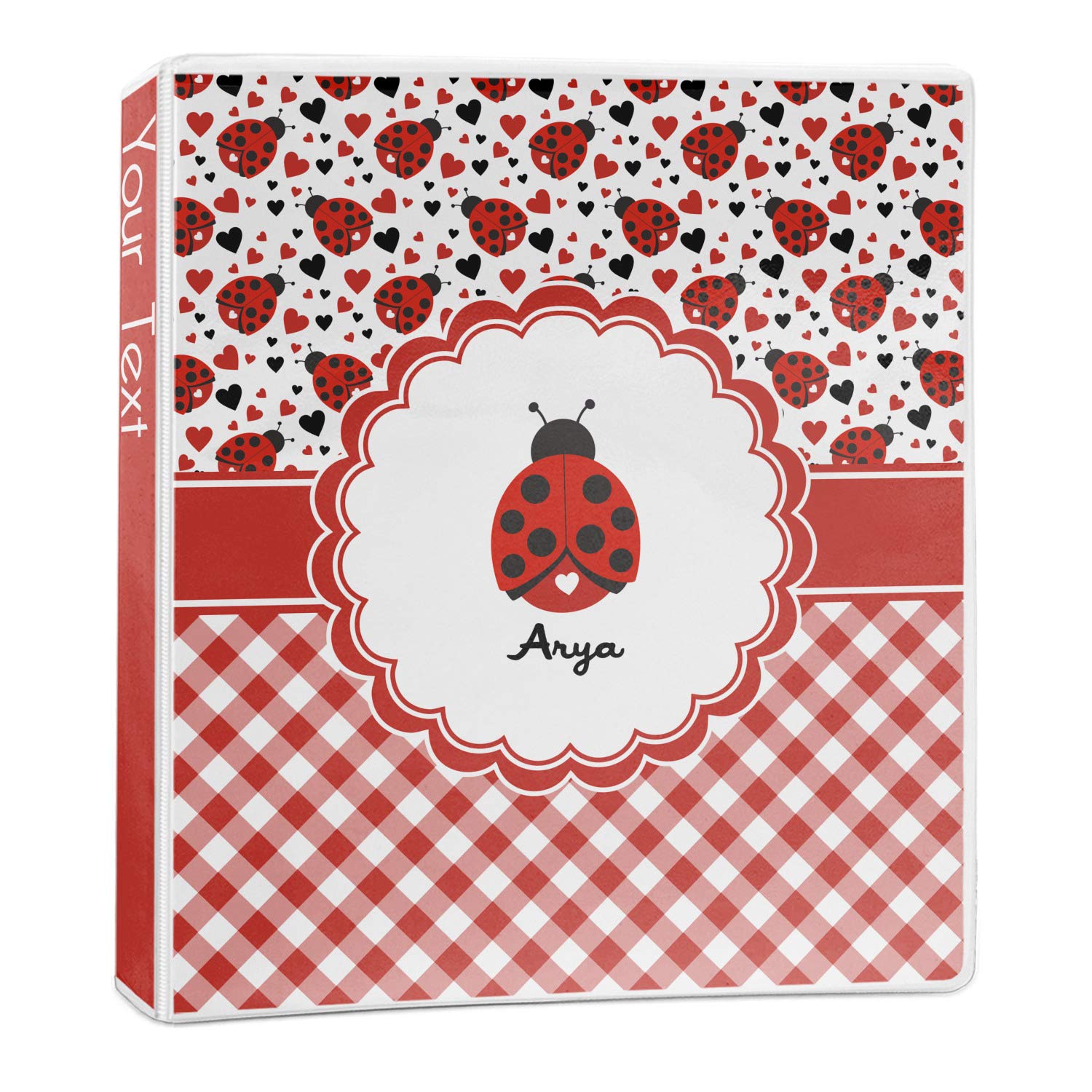 Personalized Ladybugs & Gingham 3-Ring Binder - 1 Inch School Binder for Students, Teachers & Office Organization | Perfect for Class, Work & Home Use