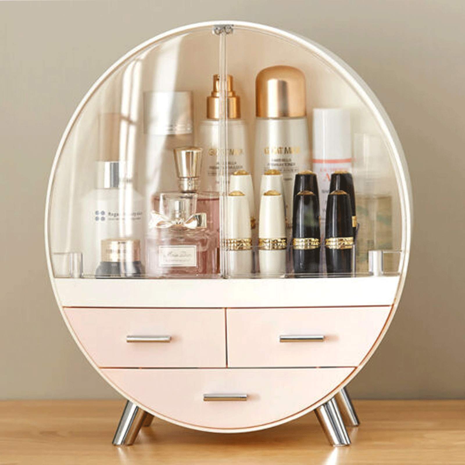Large Stackable Makeup Organizer with 4 Dustproof Drawers - Cosmetic Storage Box for Makeup Brushes & Beauty Tools | Perfect for Bathroom Vanity & Bedroom Organization