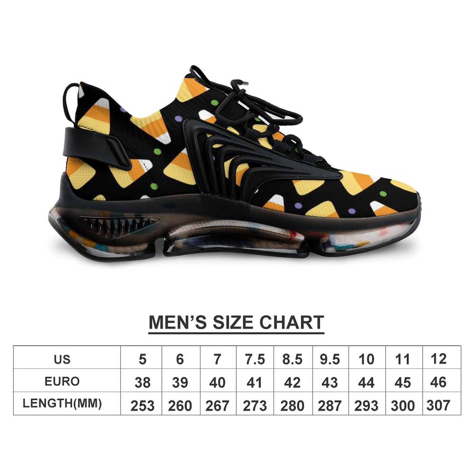 Halloween Candy Corn Pattern Men's Running Shoes - Lightweight Athletic Sneakers for Gym, Hiking & Sports | Festive Workout & Costume Shoes