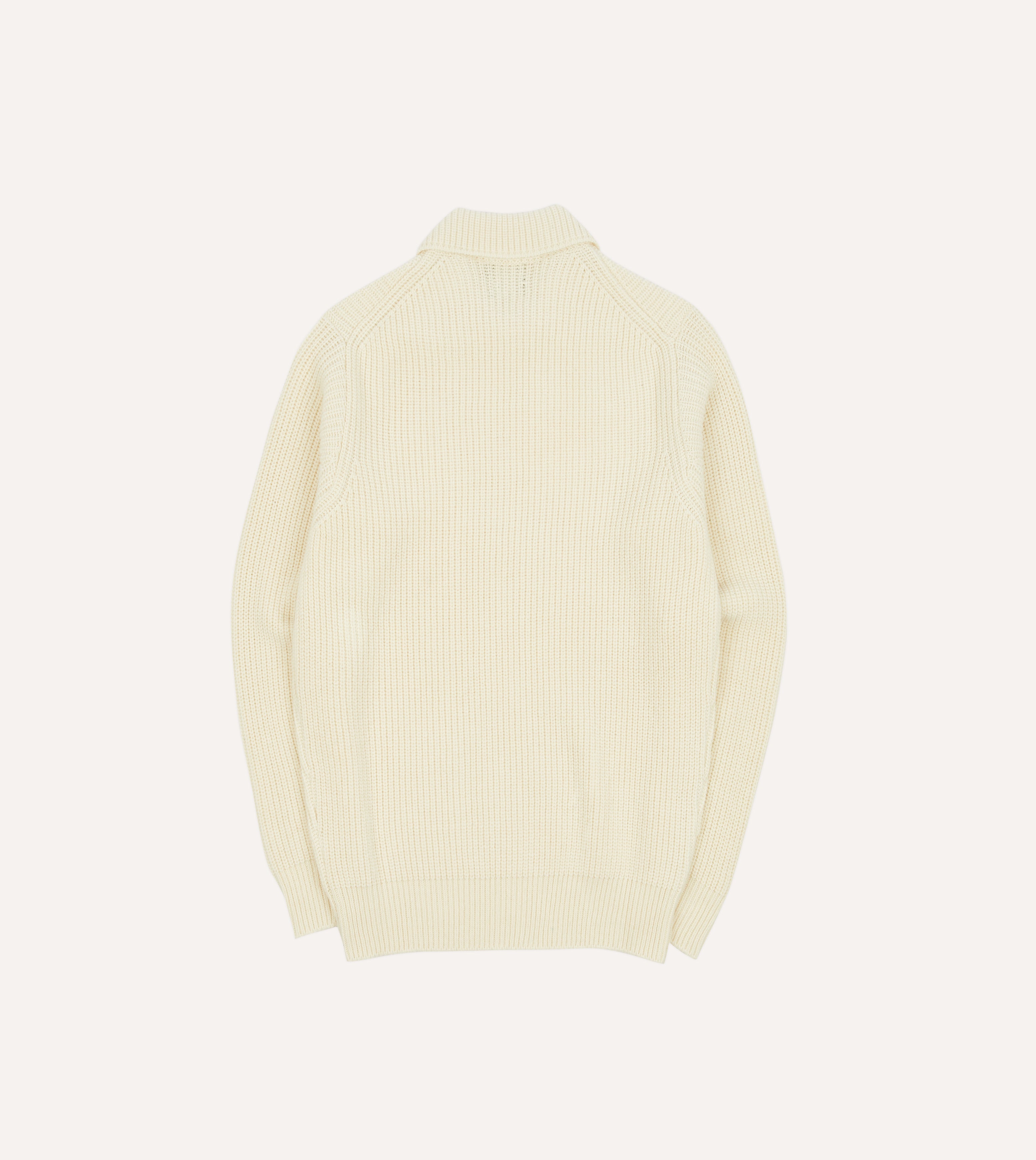 Soft Ecru Alpaca Lambswool Ribbed Integral Collar Sweater - Cozy Winter Pullover for Women, Perfect for Casual Wear & Office Outfits