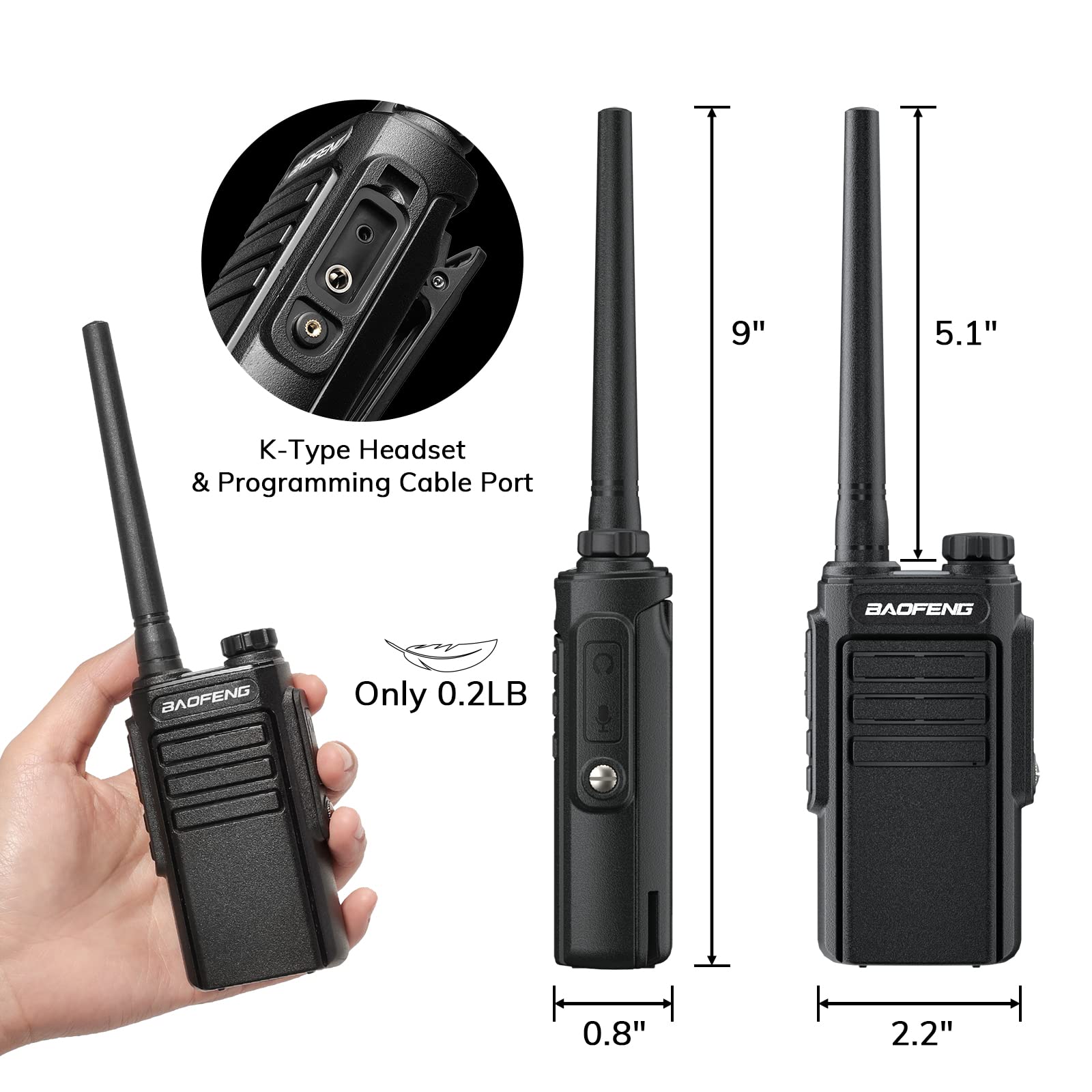 BAOFENG MP31 GMRS Radio Handheld Two Way Radio - Waterproof Rechargeable Walkie Talkies with NOAA Weather Scan, GMRS Repeater & 2-in-1 Type-C Charging Cable (2 Pack) - Perfect for Outdoor Adventures, Hiking, Camping & Emergency Communication