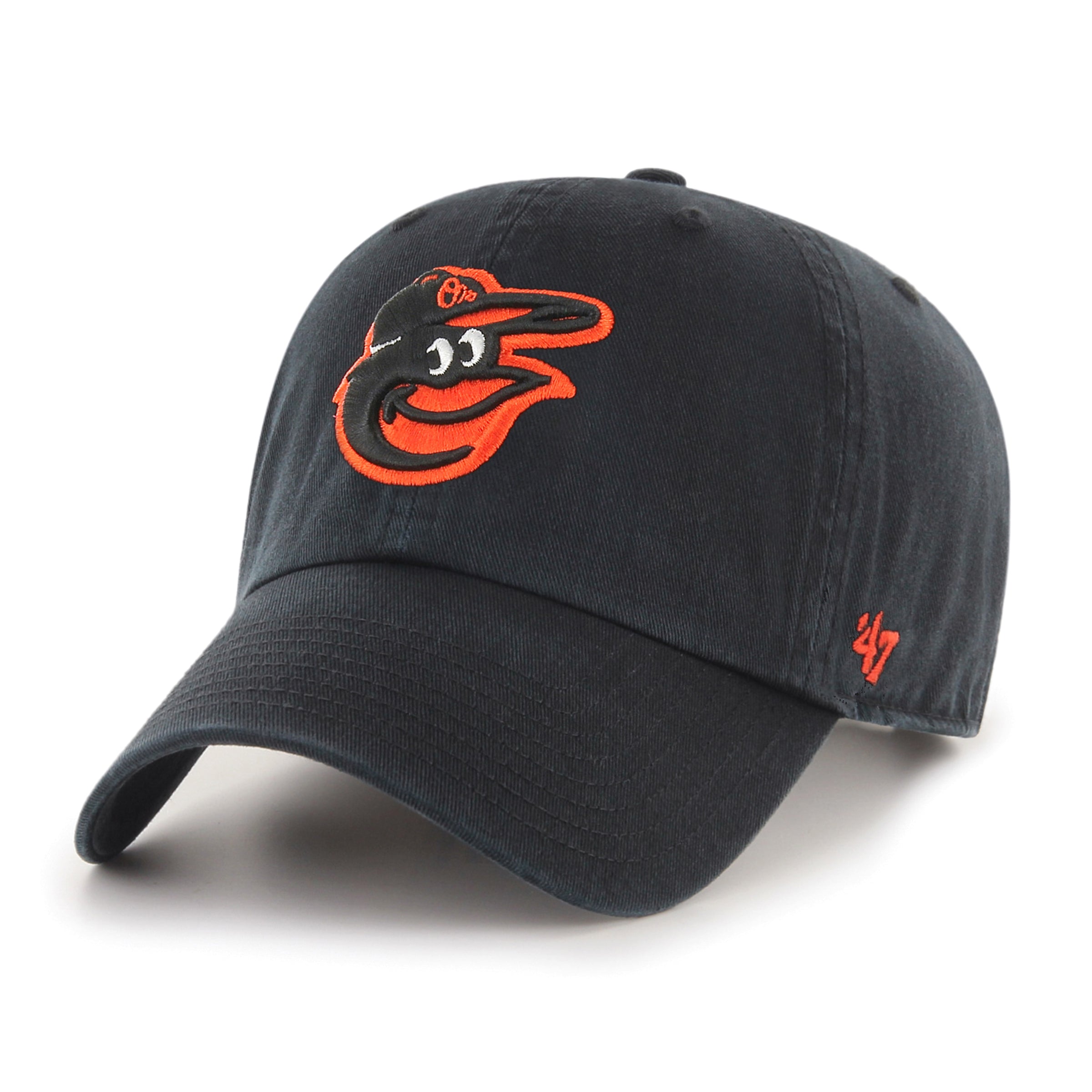 47 Brand Baltimore Orioles Cleanup Adjustable Baseball Cap - Black | MLB Licensed Snapback Hat for Men & Women | Perfect for Games, Tailgating & Outdoor Activities