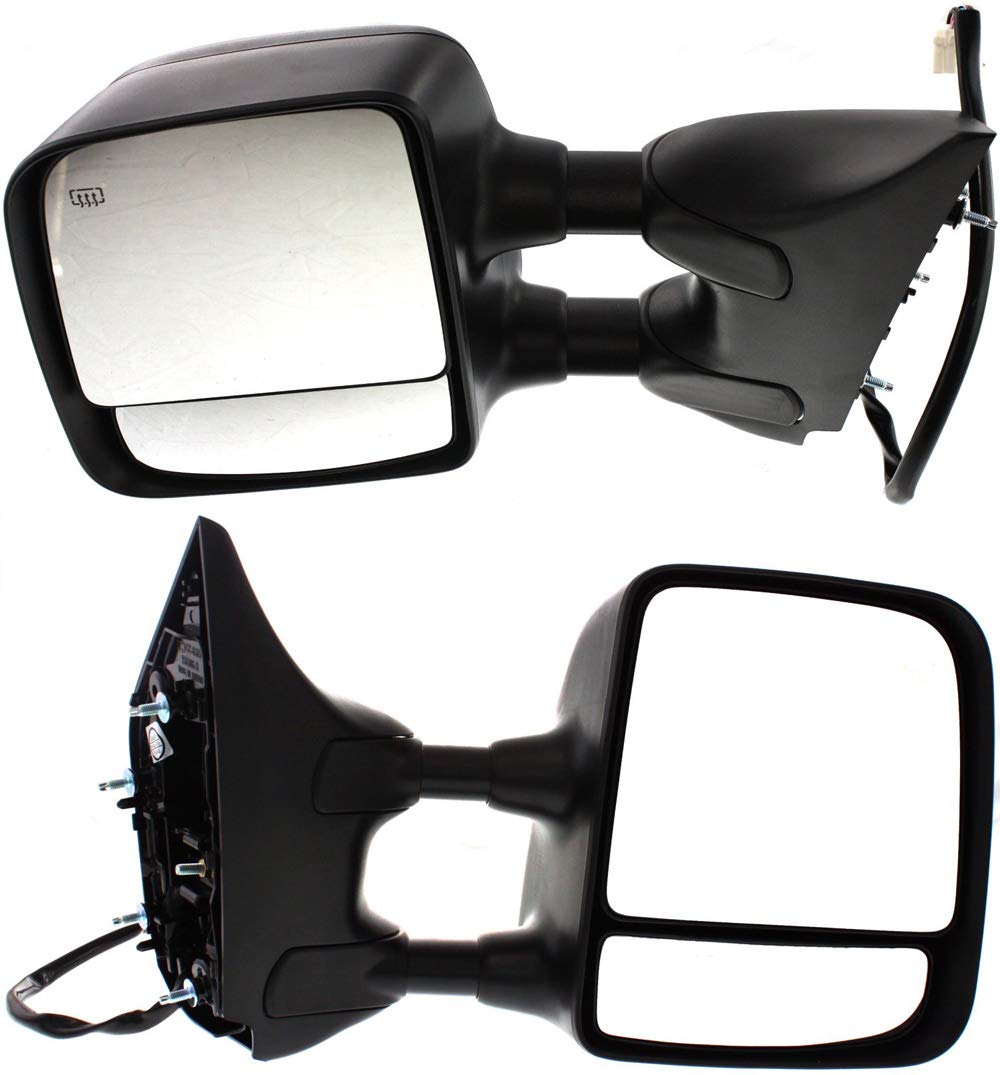 Kool Vue Power Heated Towing Mirrors for 2008-2015 Nissan Titan - Driver & Passenger Side with Memory Function & Textured Finish | Enhanced Visibility for Towing & Winter Driving