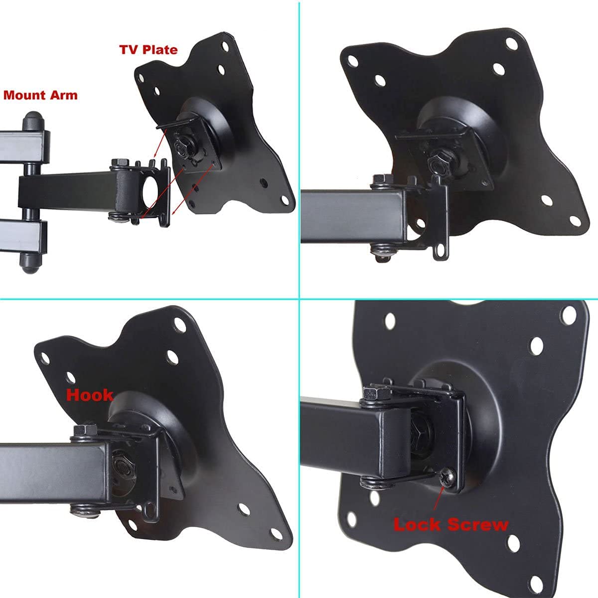 VideoSecu Adjustable Swing Out Arm TV Wall Mount for LG 19-39 Inch LCD Flat Screen Monitors & TVs - VESA 100x100mm (BE8) - Perfect for Home Office, Gaming Setup & Space-Saving TV Installation