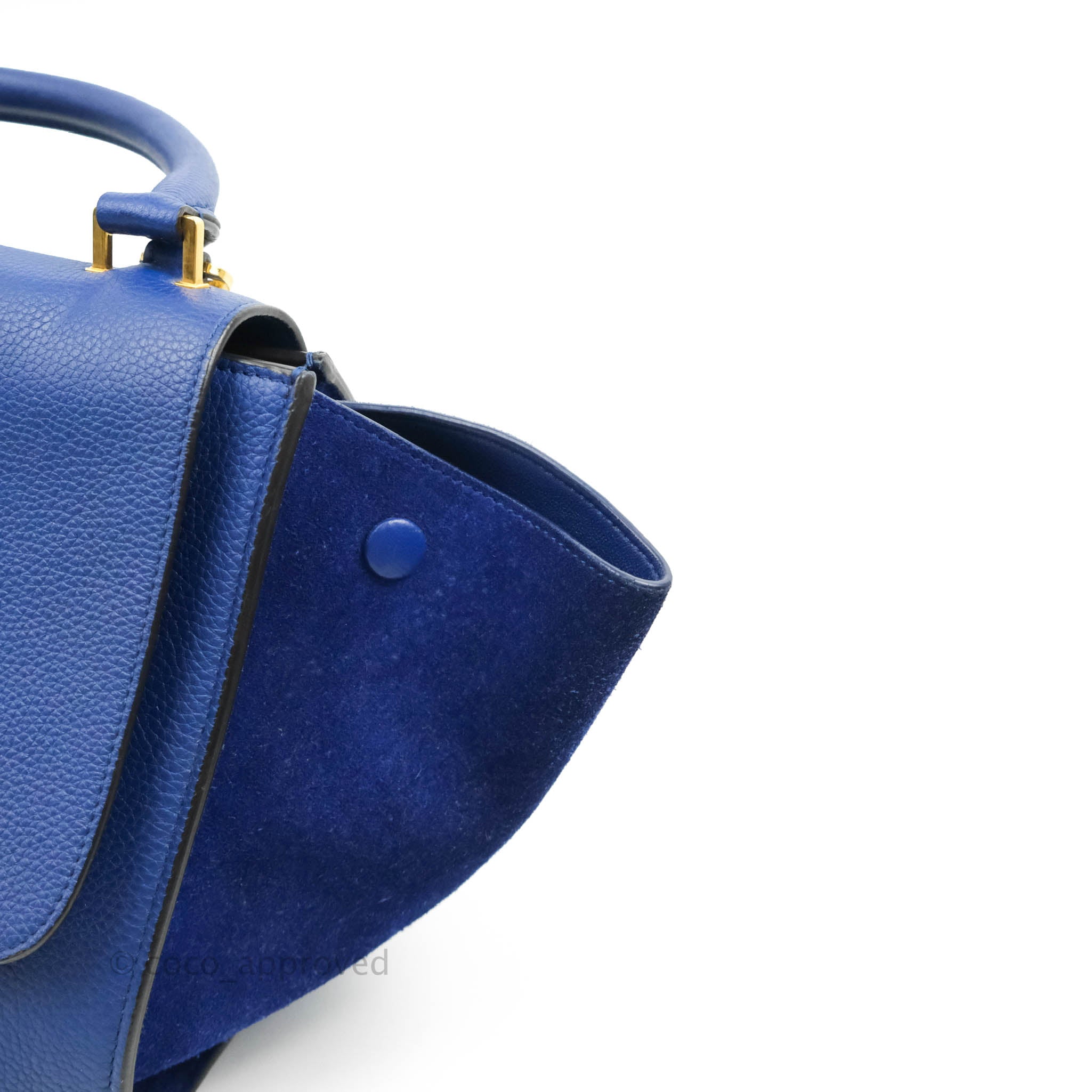 Celine Sleek Small Tri-Color Trapeze Bag in Blue Calfskin Leather - Perfect for Work, Travel & Everyday Use